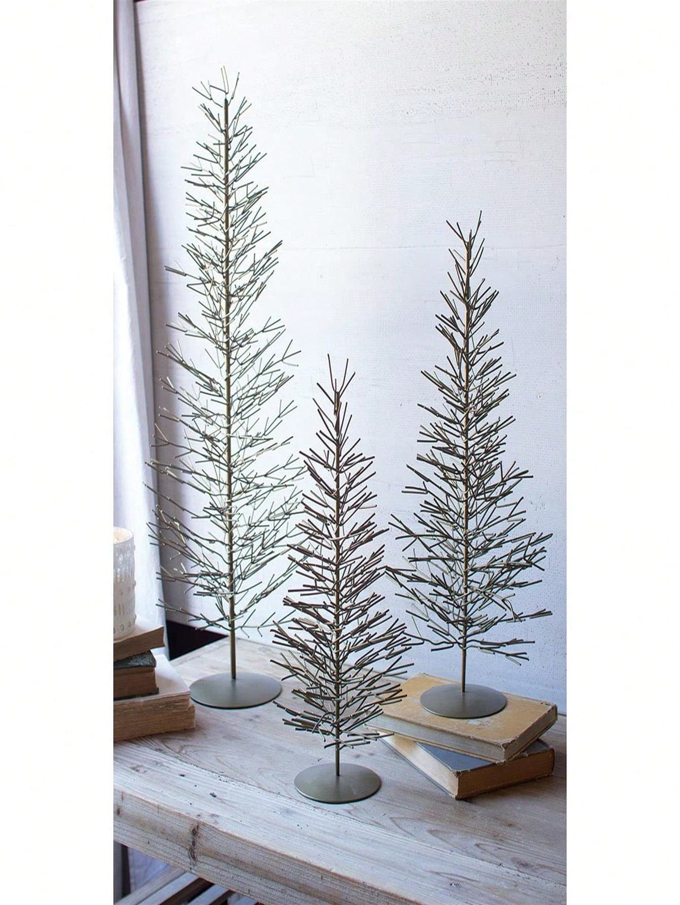 Unbeatablesale Kalalou NKE1006 9 X 30 In. Wire Trees, Brass - Set Of 3