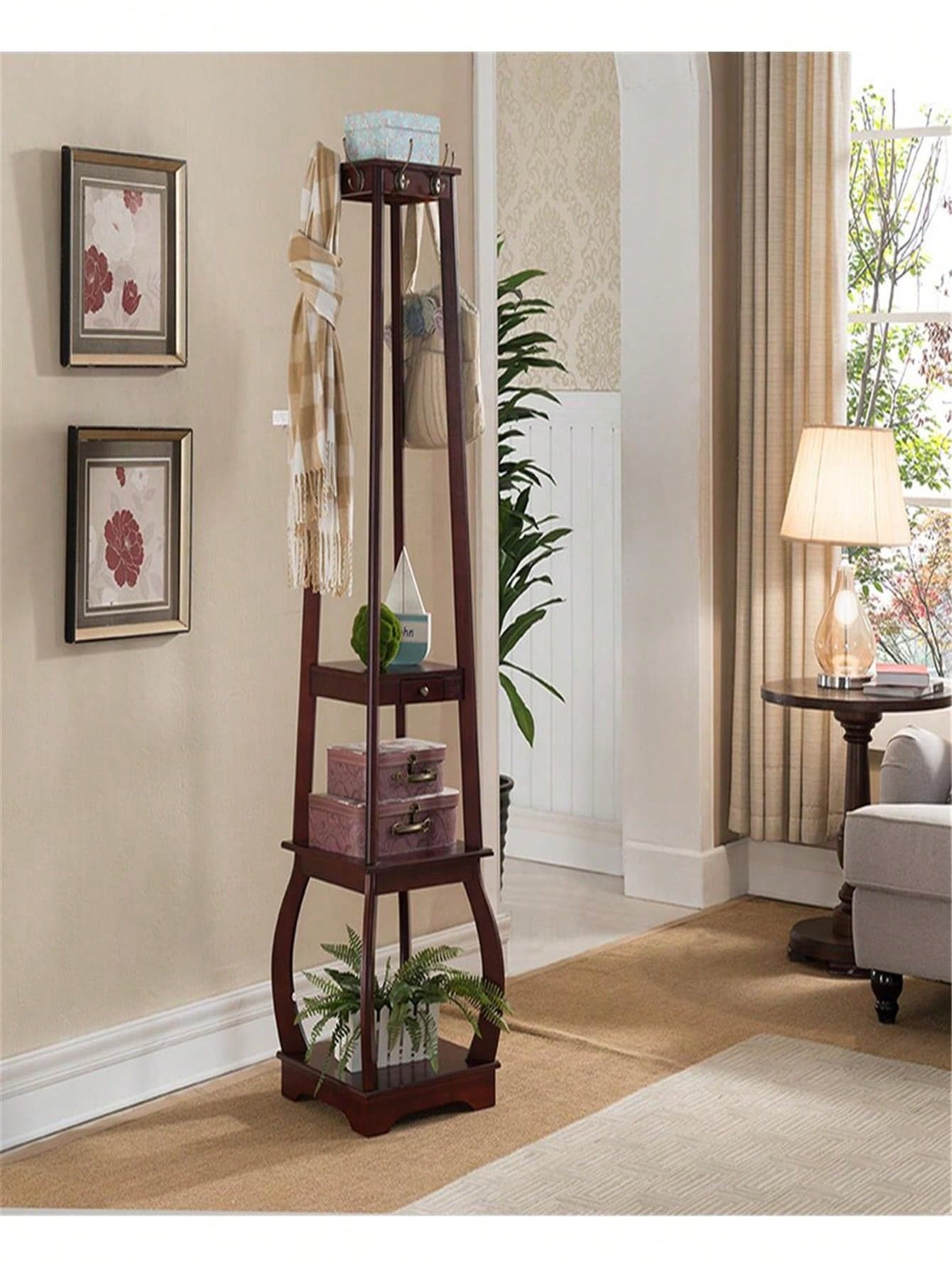 Unbeatablesale KB CR1439 70 X 17 X 17 In. Coat Rack With Storage - Cherry