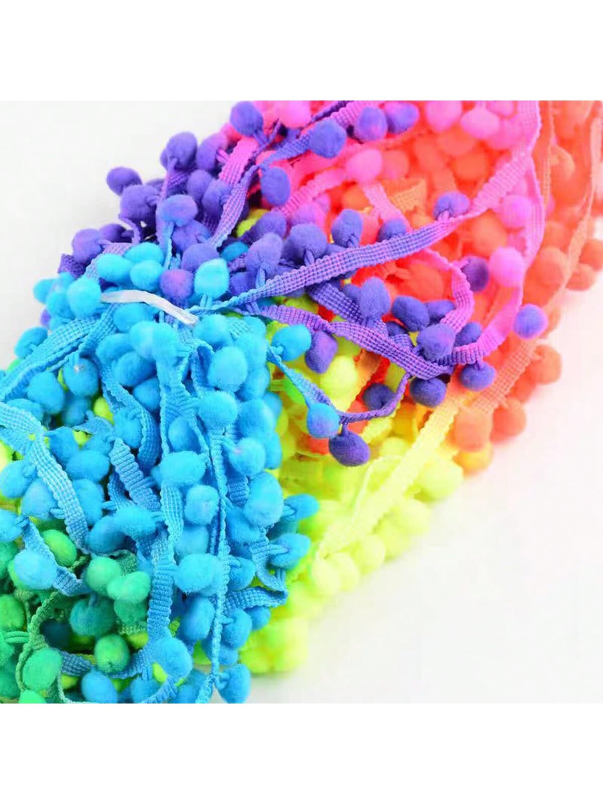 1 Roll/10 Yards, 1cm Wide Ombre Multicolor Pom Pom Trim, DIY Sewing Craft Supplies