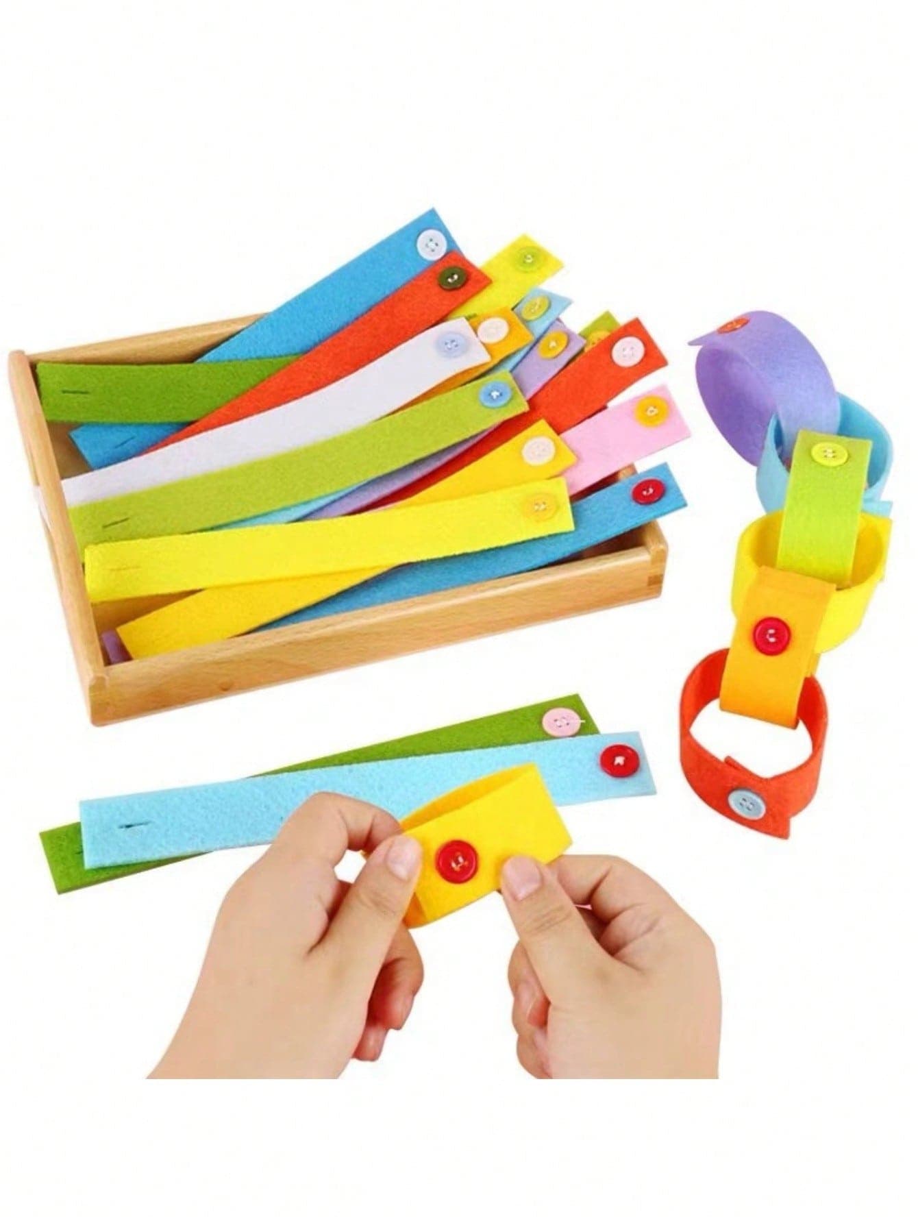 10pcs Random Color Felt Button Bracelets, Party Favors & Photo Props