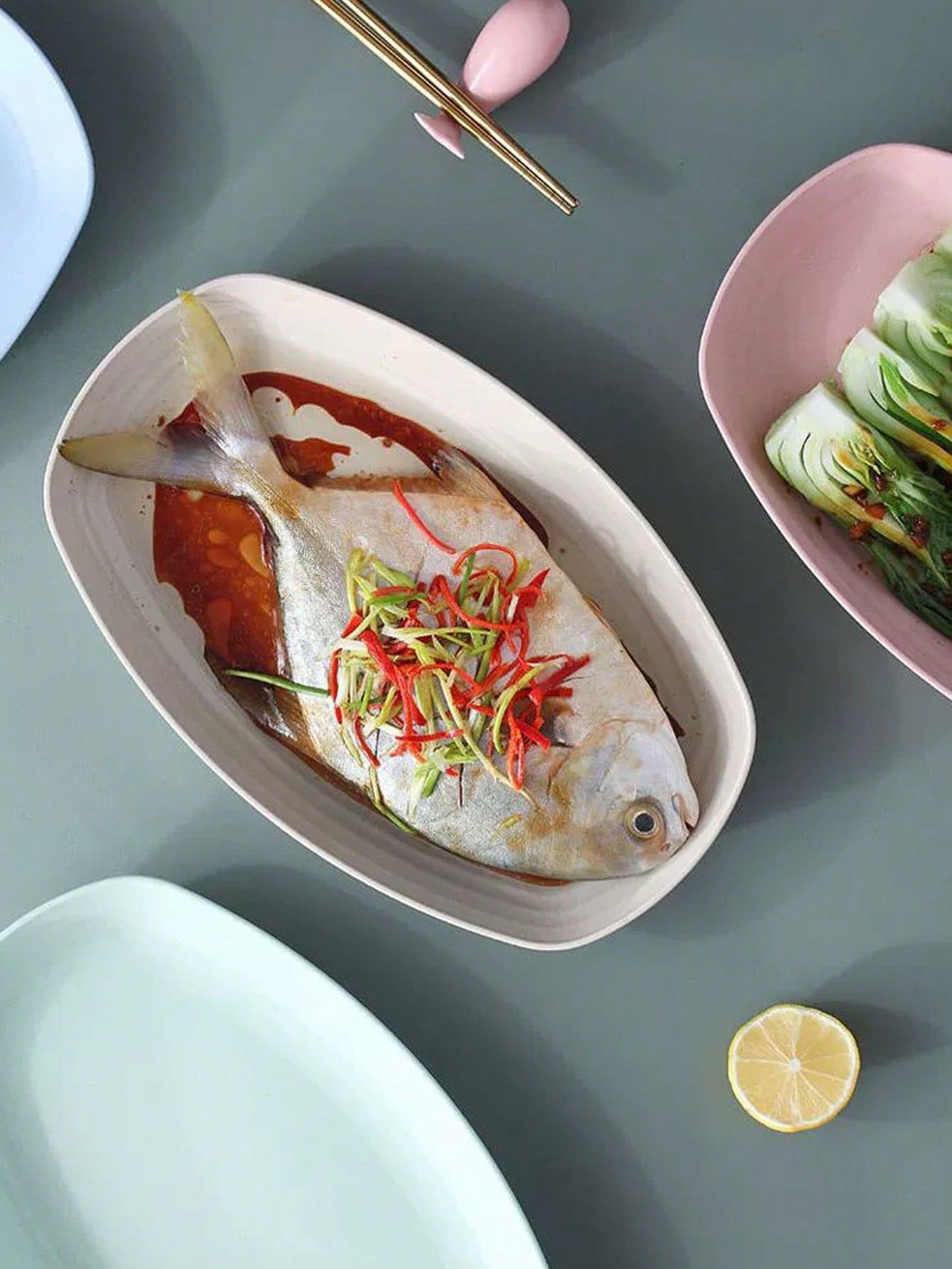 Japanese Style Rectangular Plastic Dish Plate Set, Includes Long Platter, Fish Plate, Hotpot Side Dish Plate, Commercial Breakfast, Pasta And Salad Serving Plates