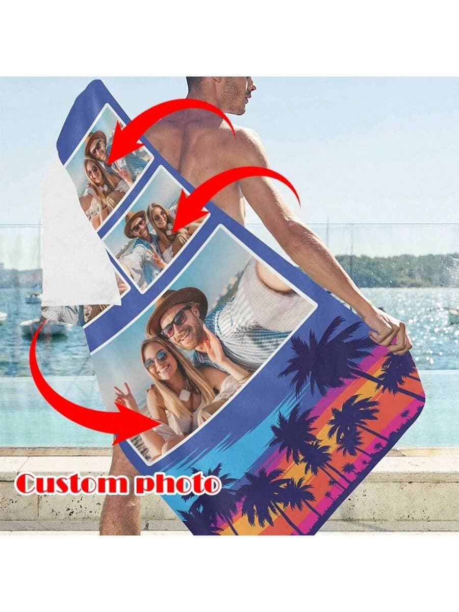 32"X63" Custom Image Super Large Beach Towel, Absorbent Colorful Towel For Beach, Travel, Swimming Pool, Yoga, Hotel, Party Guests And Daily Use Soft Blanket