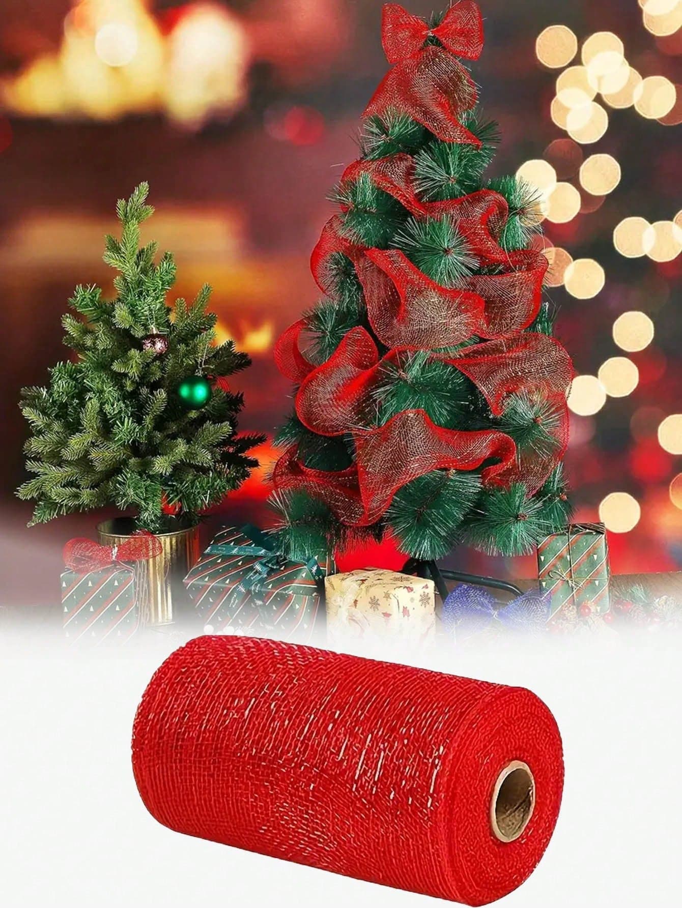 1 Roll, 10 Yards Christmas Mesh Tulle For DIY Wreath, Christmas Tree, Party Decor, Gift Wrap, Holiday Decorations, Flower Bouquet, Outdoor Garden Decoration