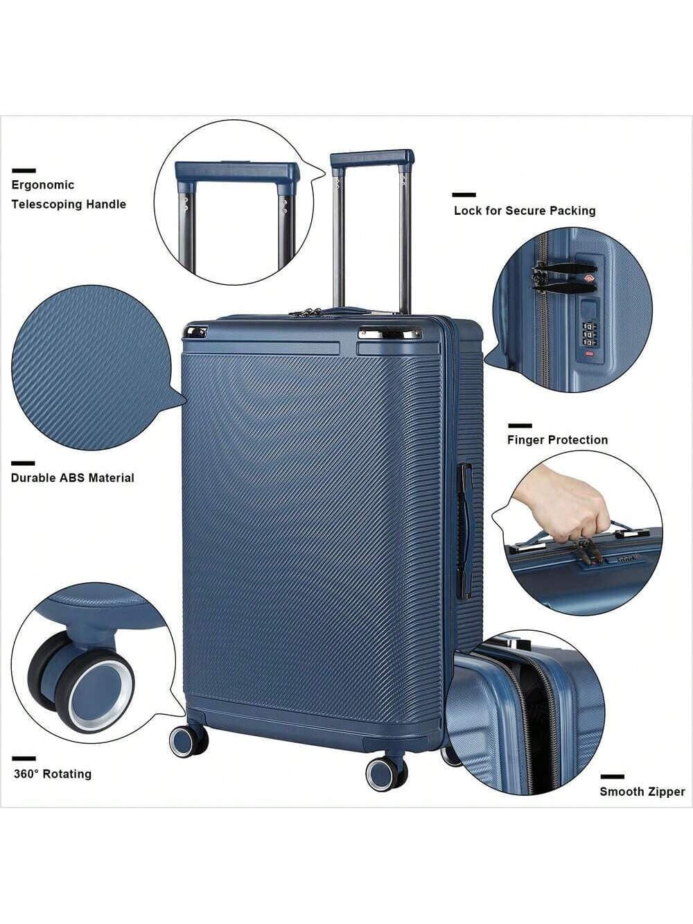 20in Hardside ABS Cabin Suitcase Spinner Travel Luggage Trolley Lightweight Case
