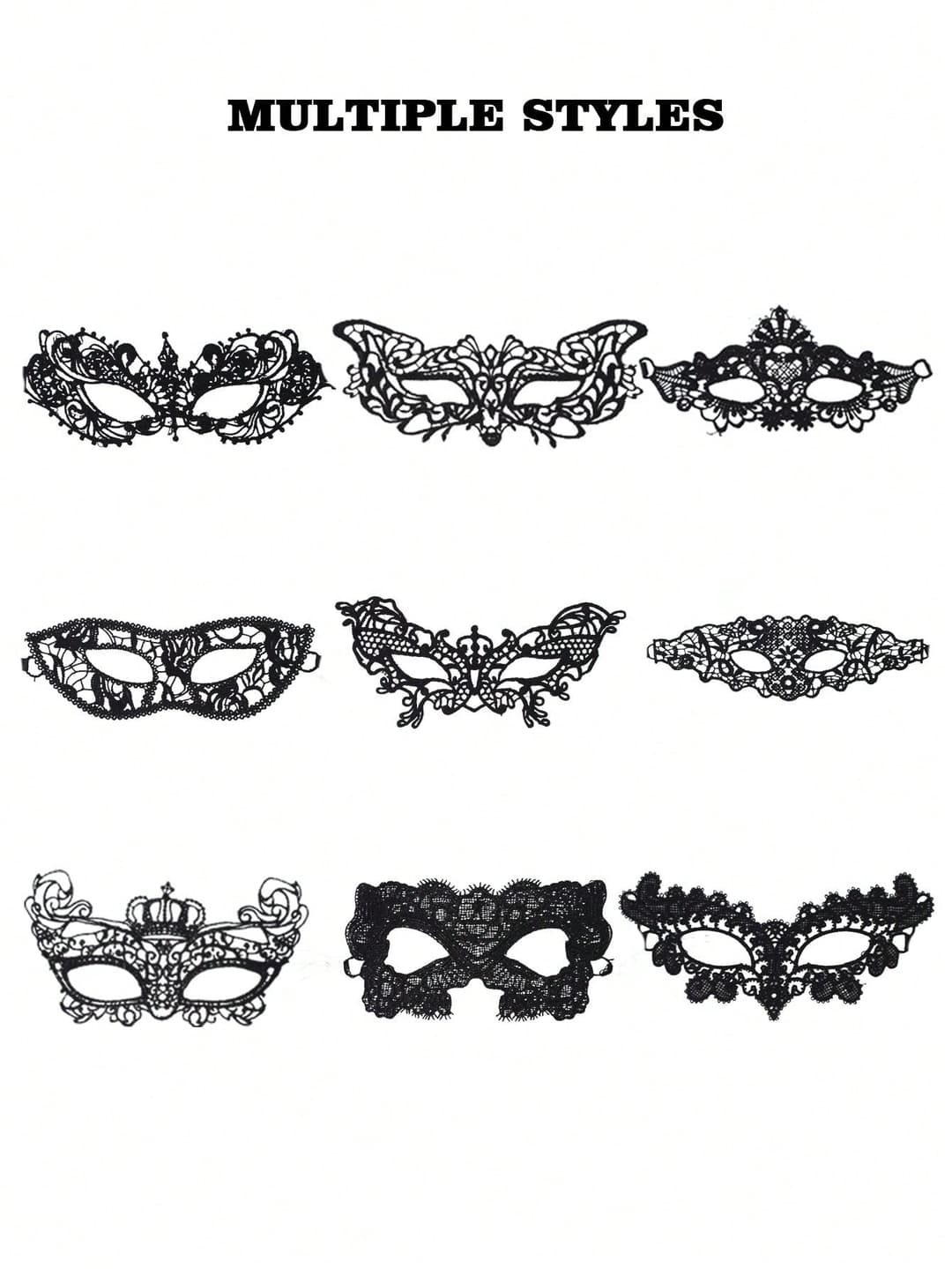9pcs Party Queen Lace Masks, Shapeless Masquerade Mask, Sexy Venetian Carnival Eye Mask