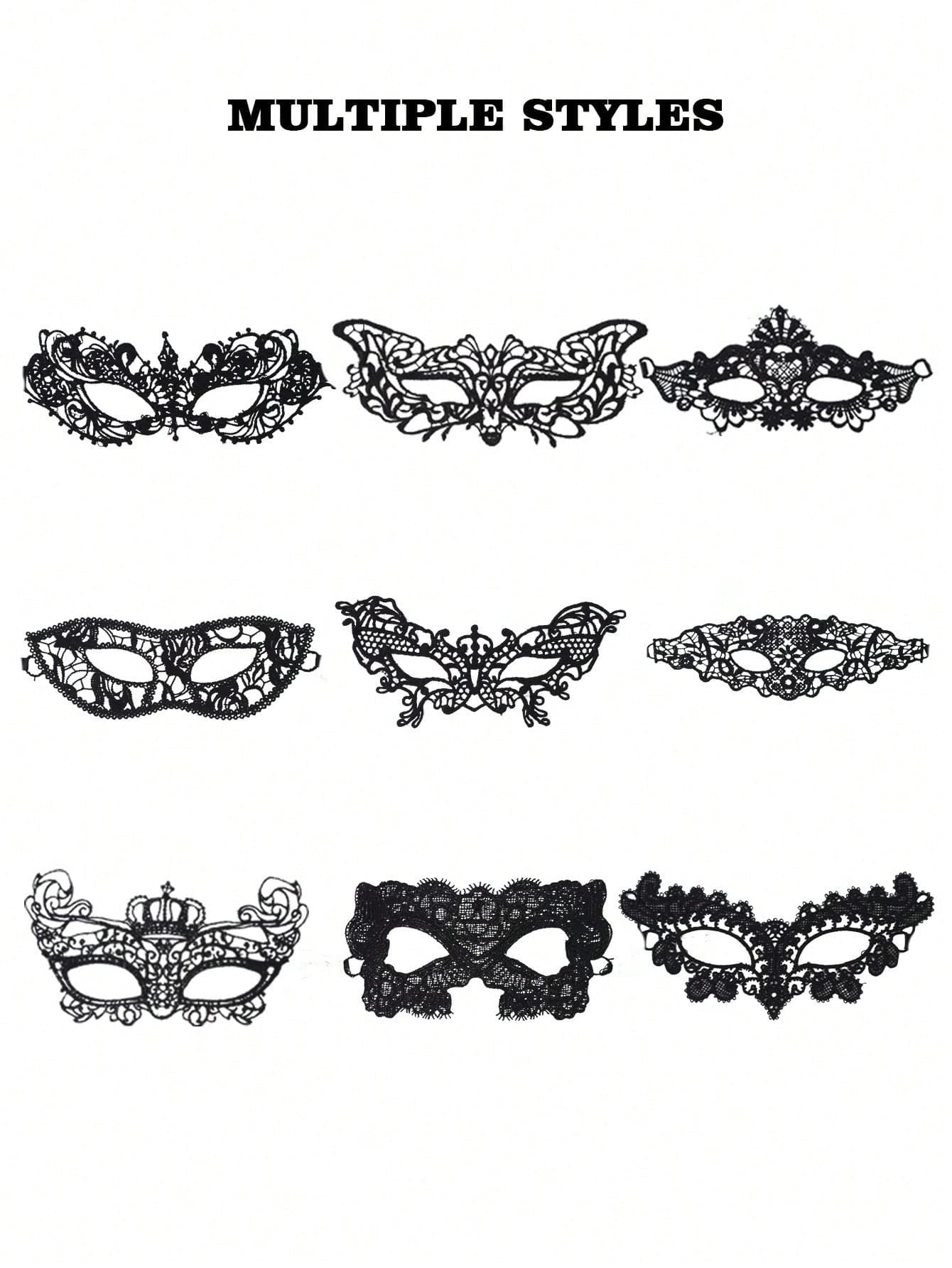 9pcs Party Queen Lace Masks, Shapeless Masquerade Mask, Sexy Venetian Carnival Eye Mask