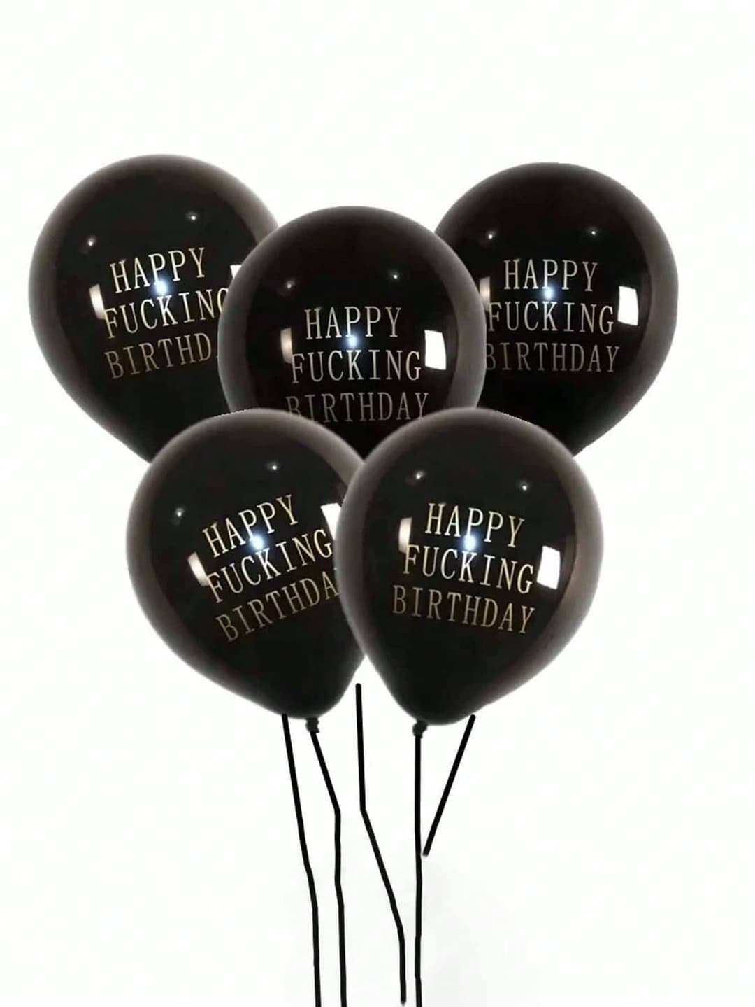 10pcs Vibrant Black Latex Birthday Balloons With Printed Letters - PerfectParty Decorations For Celebrating Special Moments - Durable, Inflatable,And Reusable