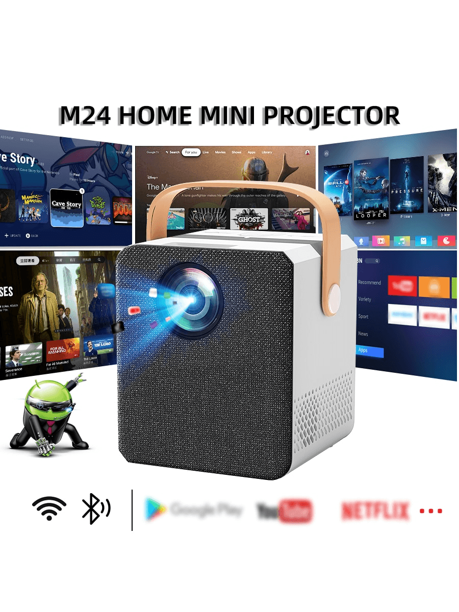 2024 New 1080P 5G Dual-Band Smart 4K Ultra HD Projector, Home, Bedroom, 4K Ultra HD Home Theater Projector, HDMI Computer Screen Projector, For Home, Office, Outdoor Camping, Classroom, Dorm, Student Mini Projector