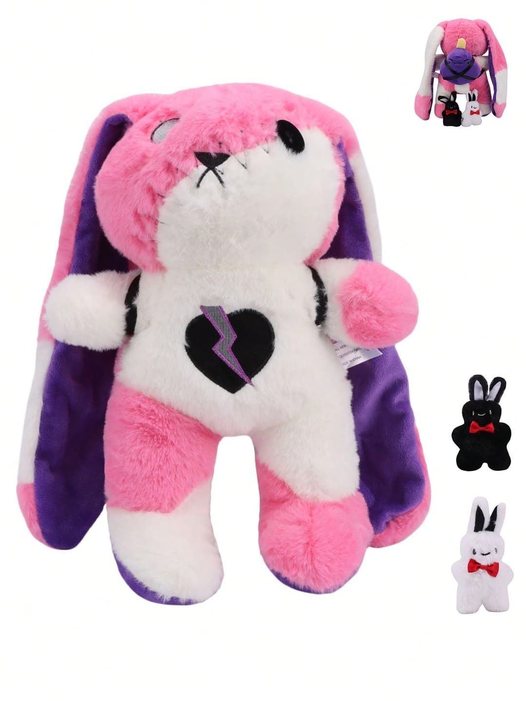Halloween Decoration 35cm/13.7in Crazy Bunny Plushie Dreadfuls Cute Scary Bunny Plush Toys Animal Long EarStanding Stuffed Animals Plushies With 2 Rabbit Baby Decorate Creative Gifts For Kids Birthday Party Home Girls Room Decor Christmas Halloween Thanksgiving