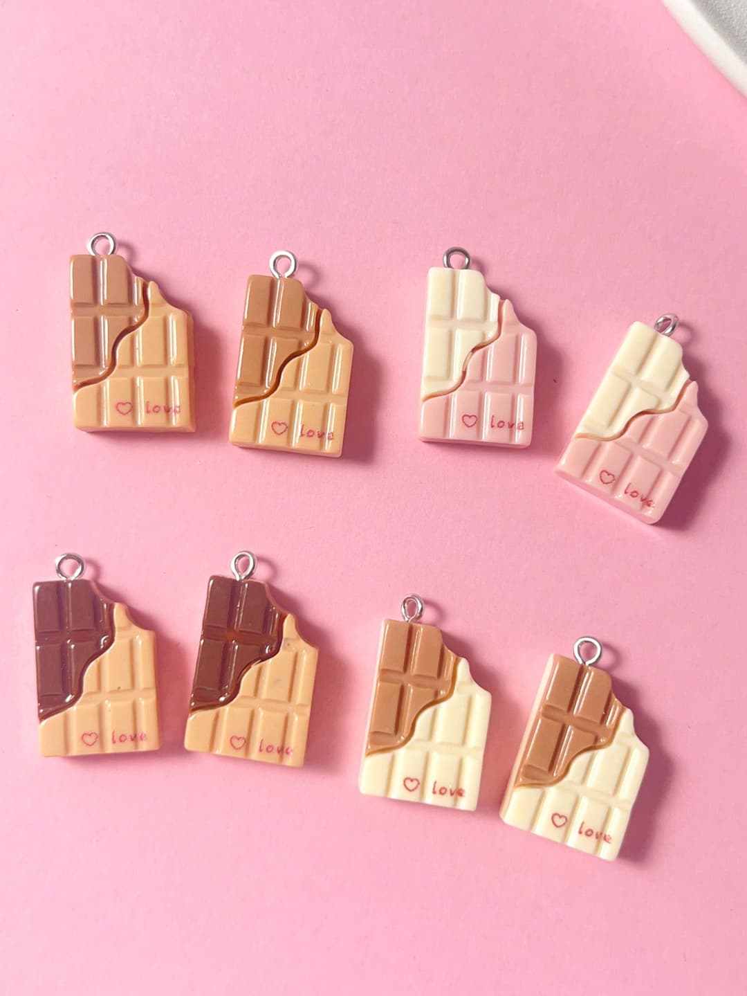 10pcs Random Style Milk Chocolate Shaped Pendant For Necklace Or Earrings