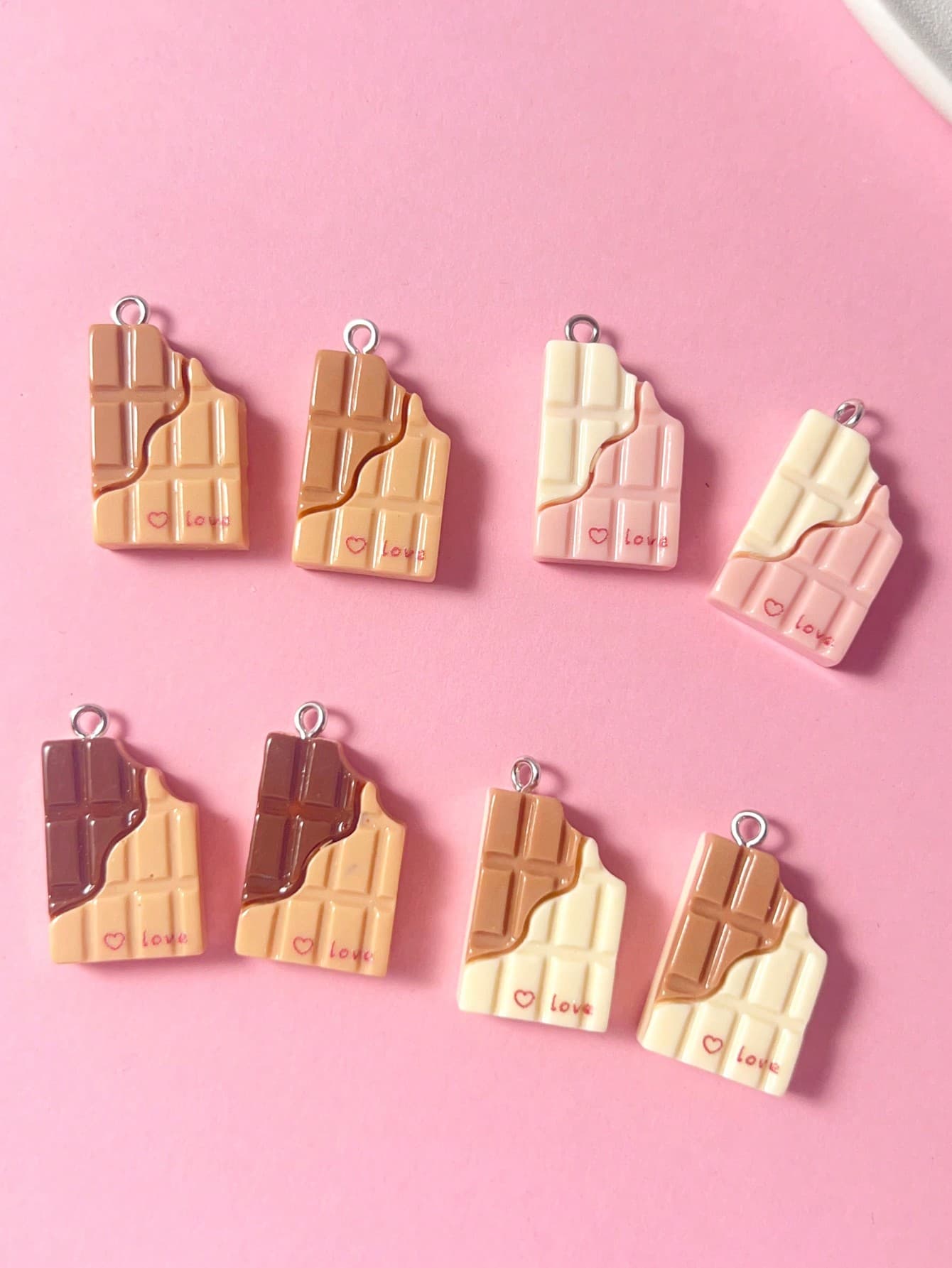 10pcs Random Style Milk Chocolate Shaped Pendant For Necklace Or Earrings
