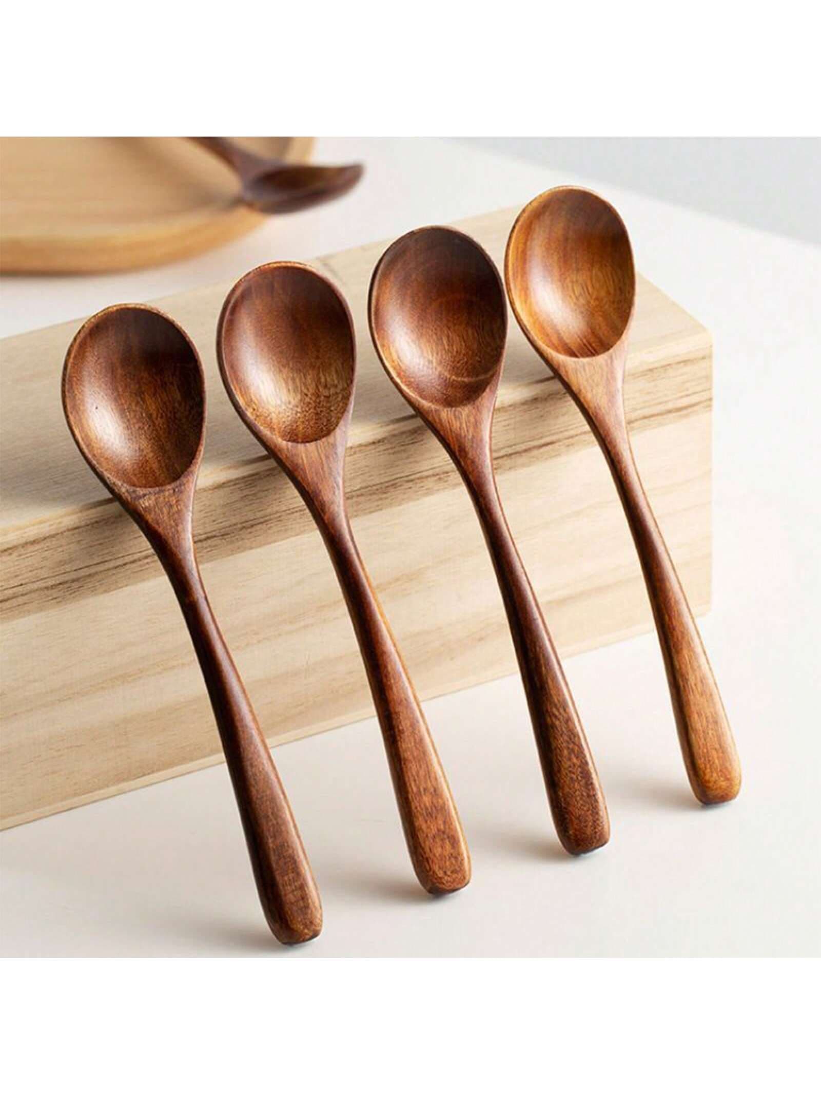 Japanese Style Long Handle Wooden Spoons For Eating Soup, Noodles