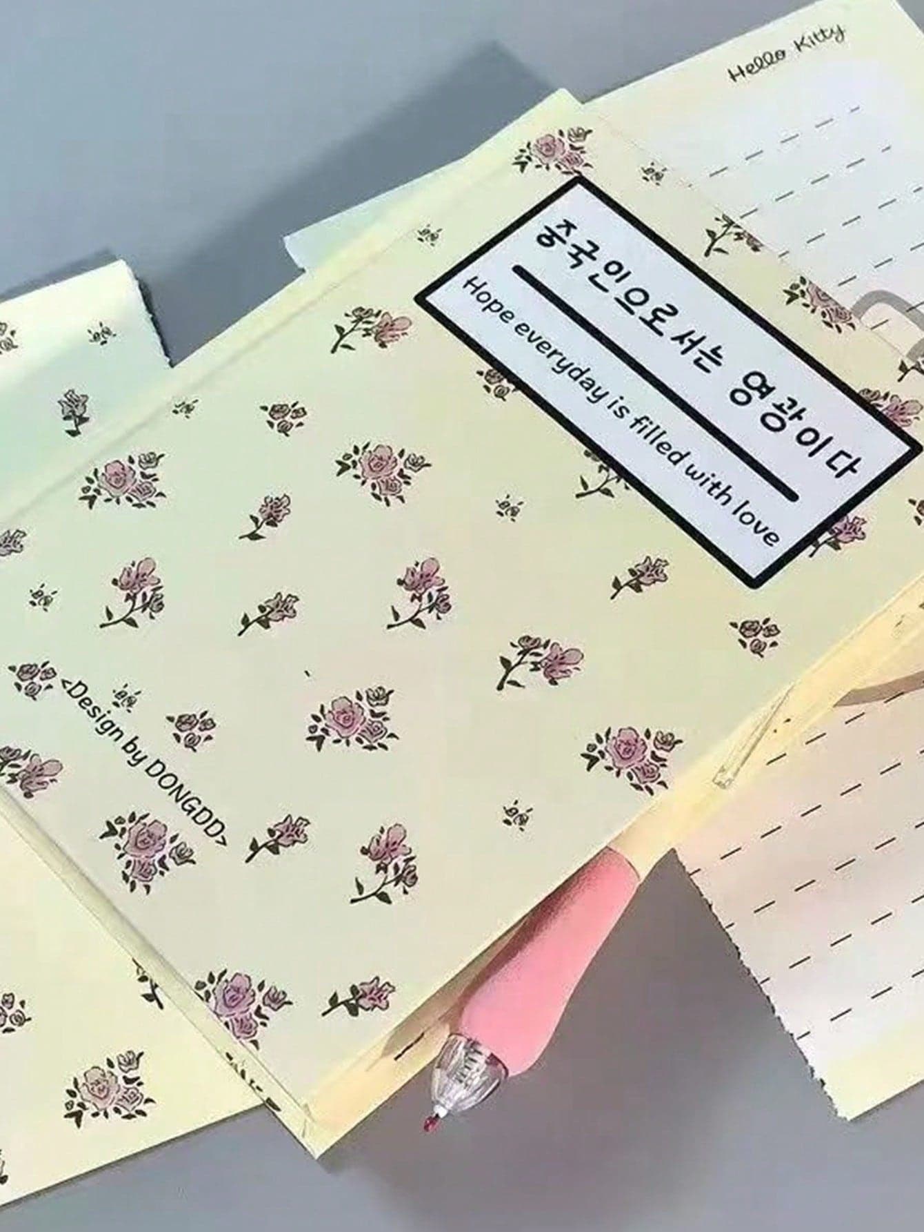 1-Piece Rustic Style Hard Notebook With Simple Rose Print Design