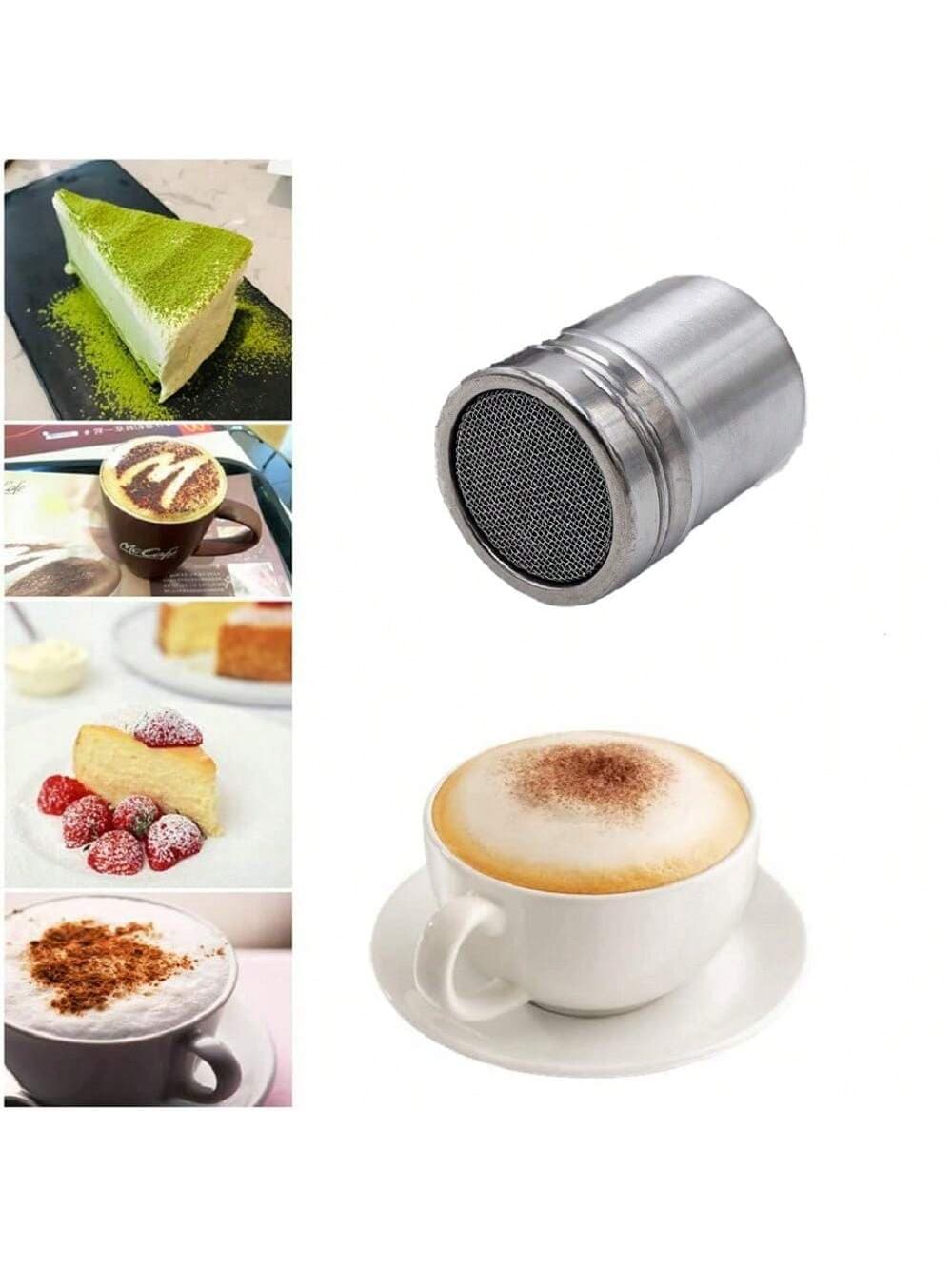 1PC Powdered Sugar Shaker Duster Stainless Steel Spice Sifter With Lid Seasoning Jar For Pepper Coffee Powder BBQ Spice Salt Sugar Shaker Outdoor Camping & Kitchen Supplies