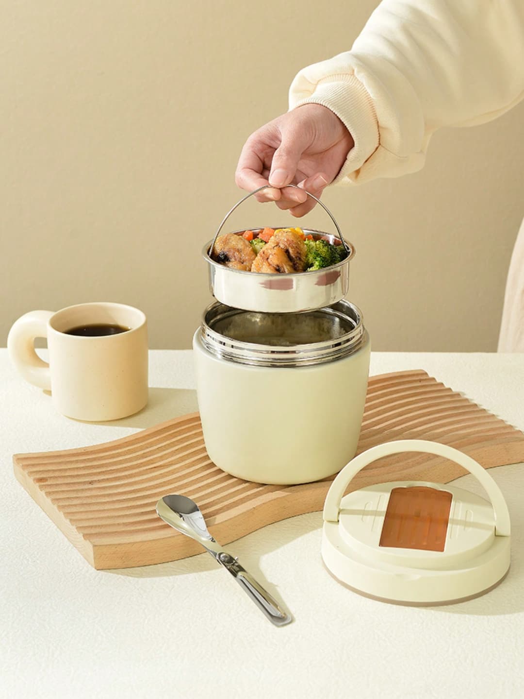 304 Stainless Steel Insulated Lunch Box, Large Capacity Meal Container For Office Workers & Students