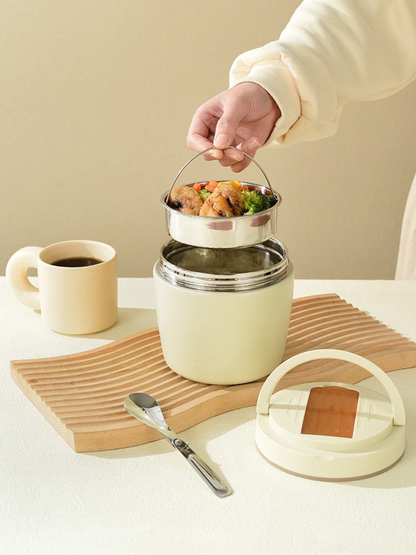 304 Stainless Steel Insulated Lunch Box, Large Capacity Meal Container For Office Workers & Students