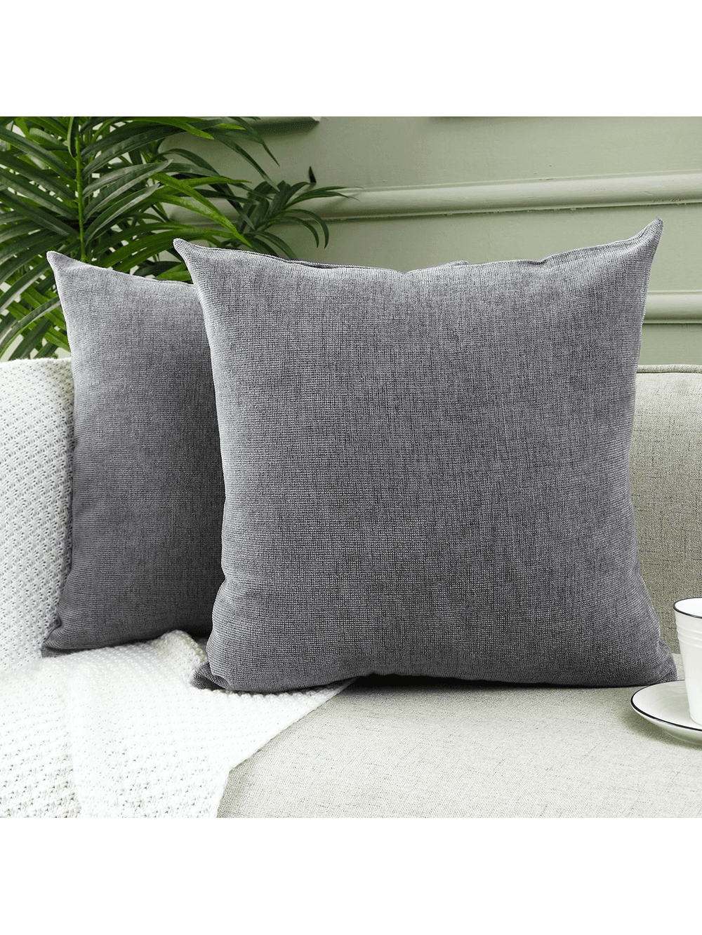 Jepeak Jepeak Decorative Throw Pillow Covers Cases Pack Of 2 Chenille Cozy Modern Concise Square Cushion Covers For Sofa Couch Bedroom Home Decor, 20x20 Inch