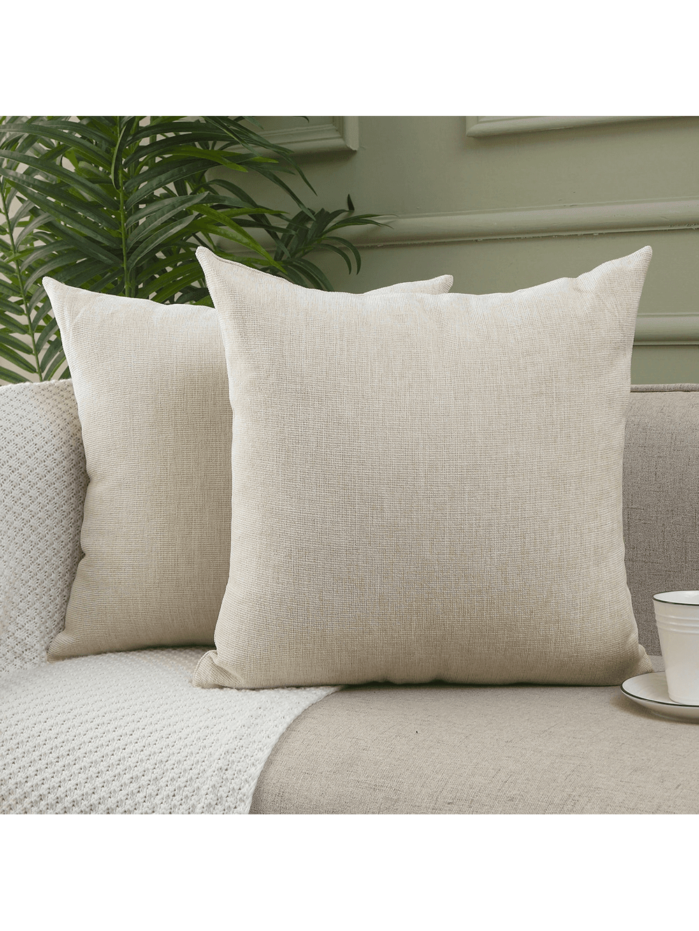 Jepeak Jepeak Decorative Throw Pillow Covers Cases Pack Of 2 Chenille Cozy Modern Concise Square Cushion Covers For Sofa Couch Bedroom Home Decor, 20x20 Inch