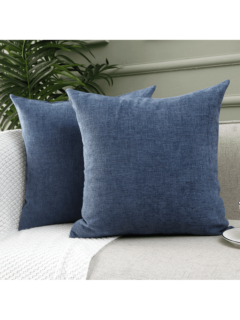 Jepeak Jepeak Decorative Throw Pillow Covers Cases Pack Of 2 Chenille Cozy Modern Concise Square Cushion Covers For Sofa Couch Bedroom Home Decor, 26x26 Inch