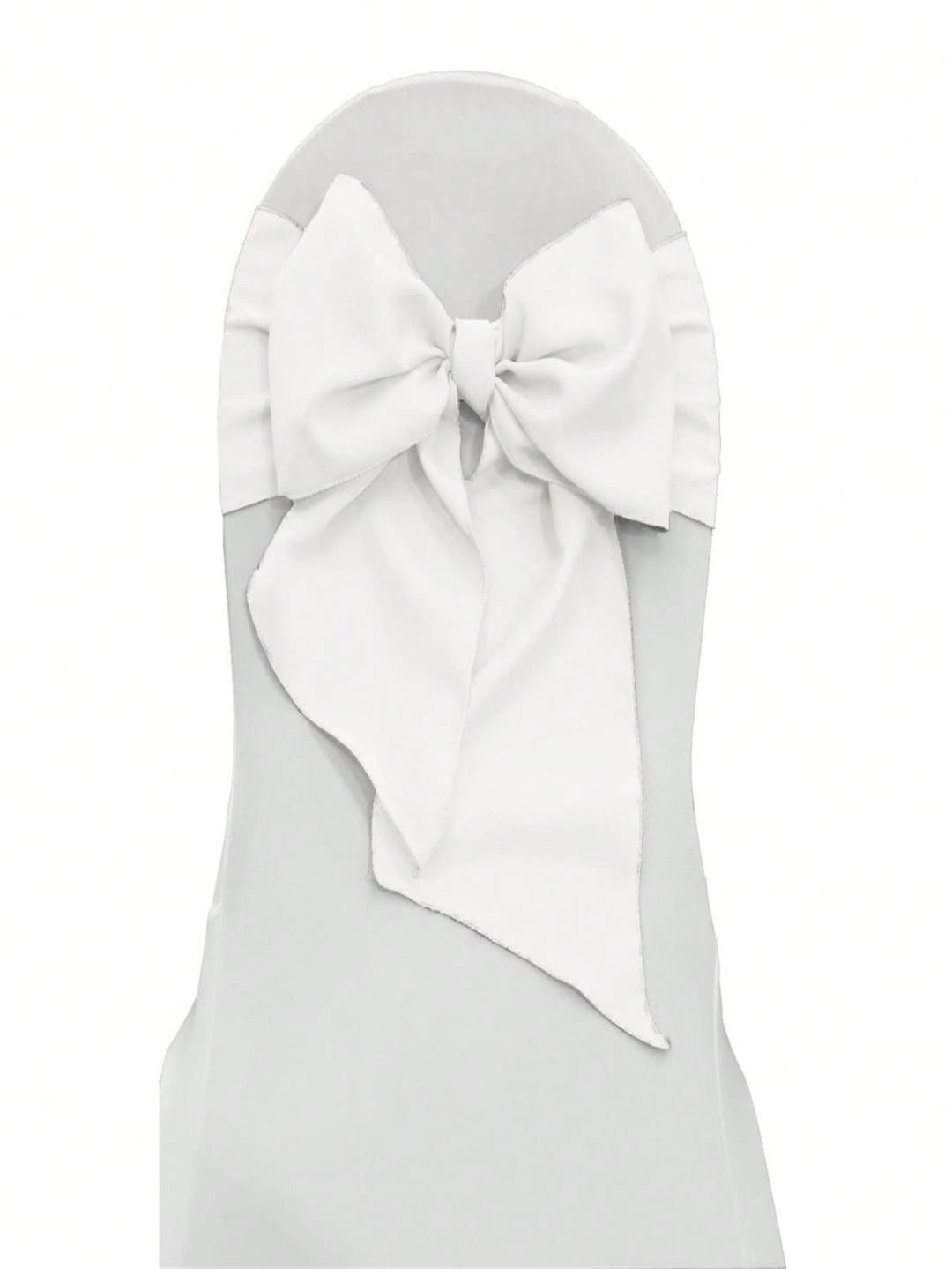 Unbeatablesale TCpop8x108-Pk10-WhiteP11 Polyester Poplin Chair Bows, White - 8 X 108 In. - Pack Of 10