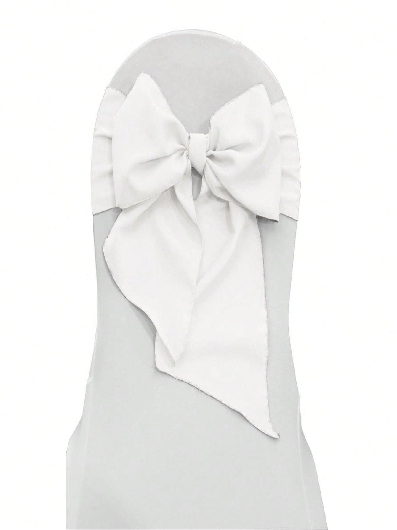 Unbeatablesale TCpop8x108-Pk10-WhiteP11 Polyester Poplin Chair Bows, White - 8 X 108 In. - Pack Of 10