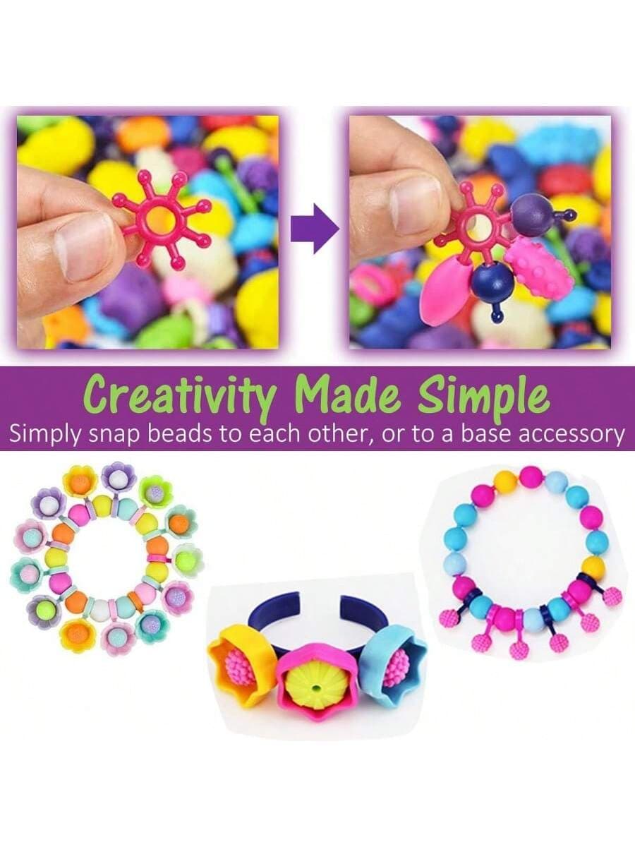 Jewellery Pop Beads Kid Toy Gift 248 Pieces DIY Fashion Beads Set For Necklace Bracelet Art Crafts Motor Skill Training Toy For Girls 3+