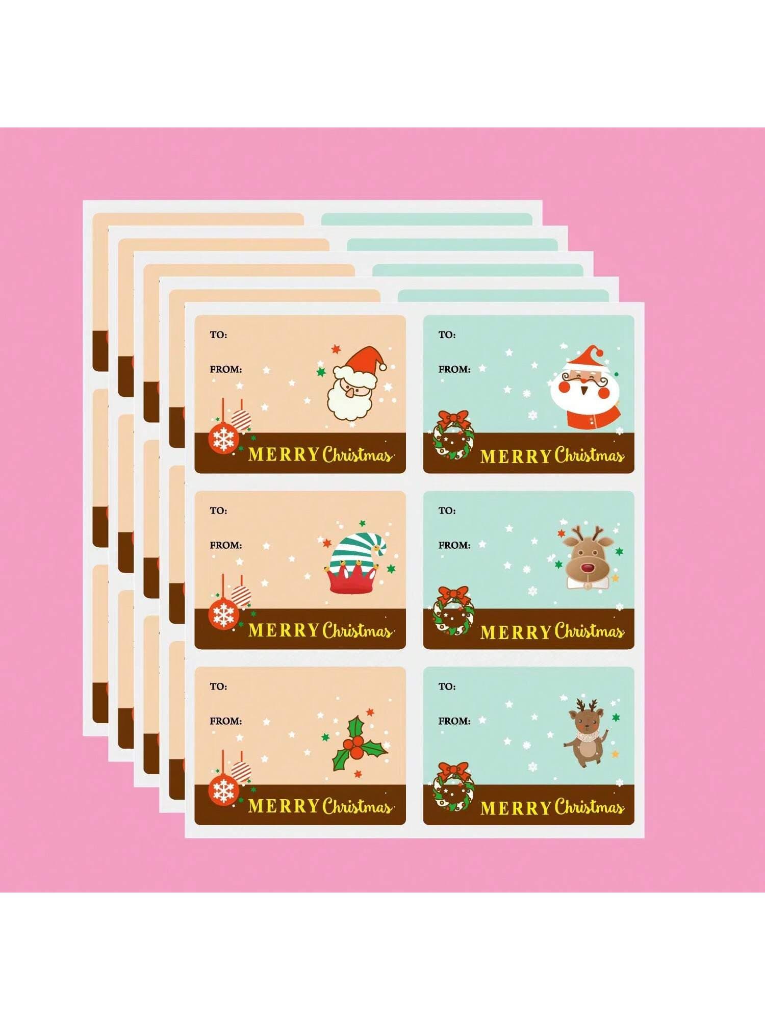 30PCS Christmas Stickers Labels, Christmas Name Gift Labels Xmas Gift Tag Stickers Paper Label Stickers Christmas Self-Adhesive Stickers For Present Party Bags Cards Envelope