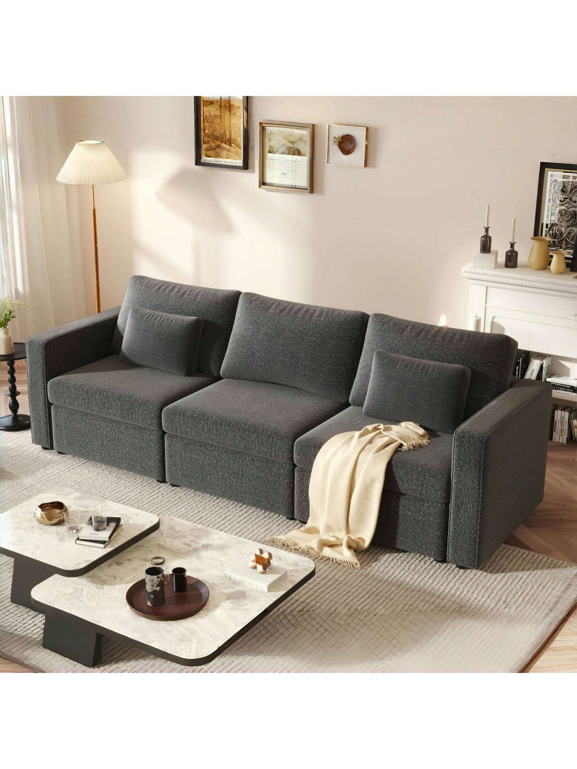 Oversized Modular Sectional Sofa Reversible Sectional Couch, U-Shape Sectional Sofa, Oversized Upholstery Sectional Sofa, Chaise Couch With Storage Ottomans For Living Room Loft Apartment Office,3/4/5 Seater Sectional For Living Room, 100'' - Linen