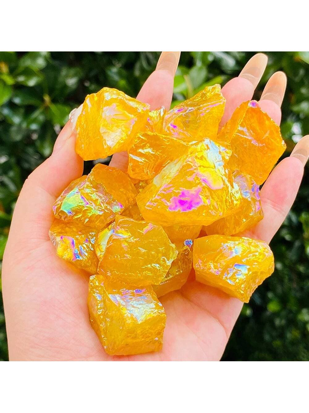 1PC Natural Yellow Rainbow Halo Raw Crystal, Aromatherapist Stone, Home Decoration, Office Decoration, Holiday Gifts.