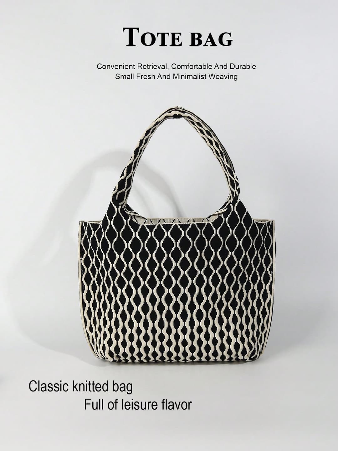 1 Plaid Black And White Fashion Crochet Breathable Portable Portable Mobile Phone Umbrella Cosmetics Book Open Ladies Handbag Vest Bag, Daily, Holiday, Commute, Shopping, Photography, Travel, Camping, Hiking, Back To School, Travel, Holiday, School Girls Girls Ladies Suitable For Four Seasons Bag Mother's Gift