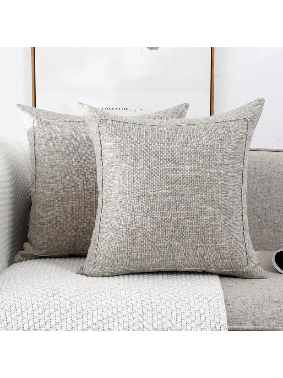Jepeak Jepeak Burlap Linen Decorative Throw Pillow Covers Pack Of 2 Farmhouse Modern Cushion Covers Solid Square Pillowcases For Sofa Bed Couch, 18x18 Inch