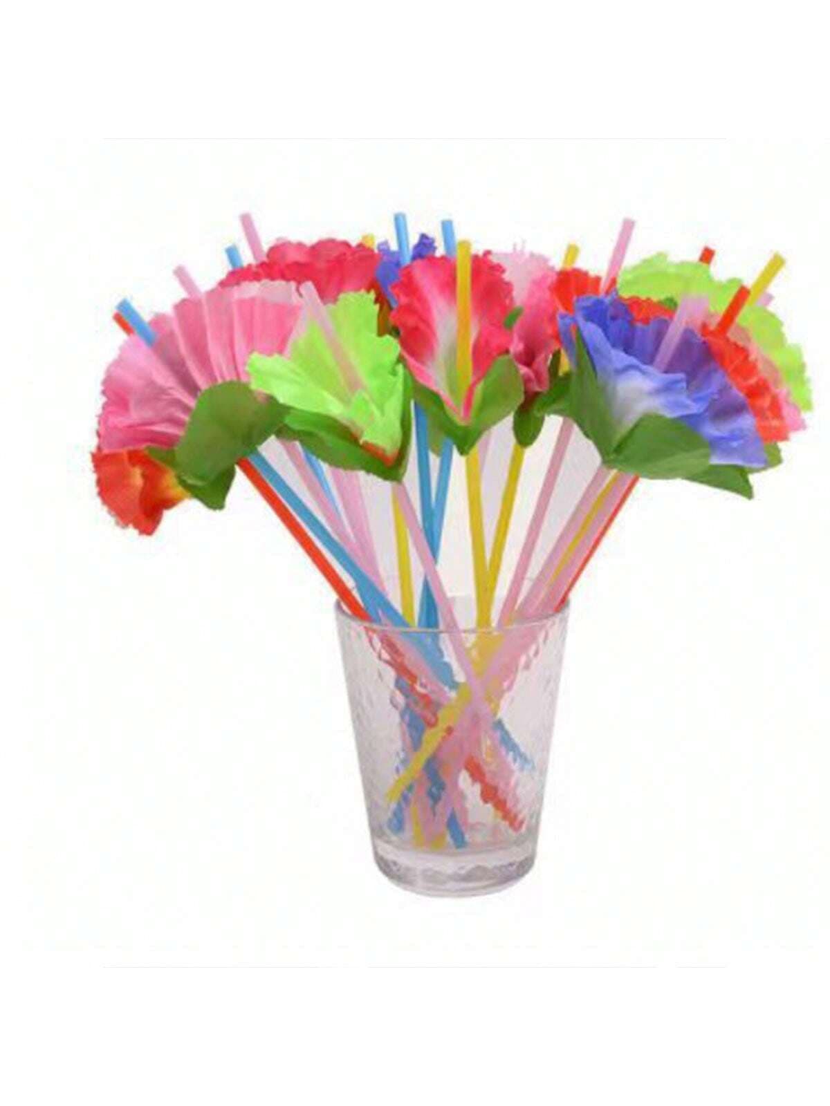 20pcs Plastic Straws, Reusable Flexible Flower Shaped Straws For Party Drinks & Cocktails