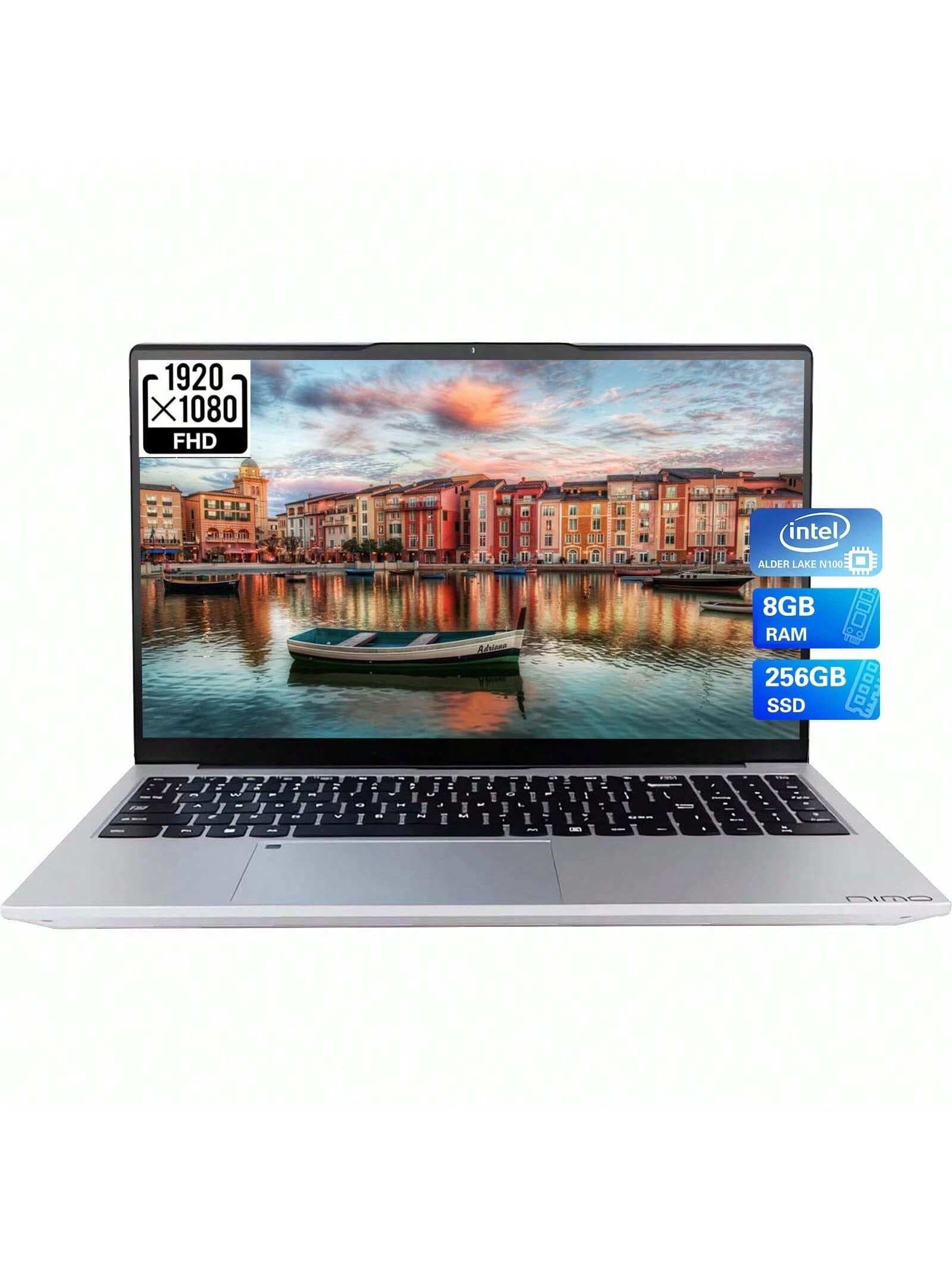 15.6 Lightweight Business Laptop Computer, Intel N100 Processor (Up To 3.4GHz), 8GB RAM, 256GB SSD, FHD IPS (1920x1080) Backlit Keyboard, Fingerprint, 2 Years Warranty, WiFi 6, BT 5.2, Win 11(RoseGold)