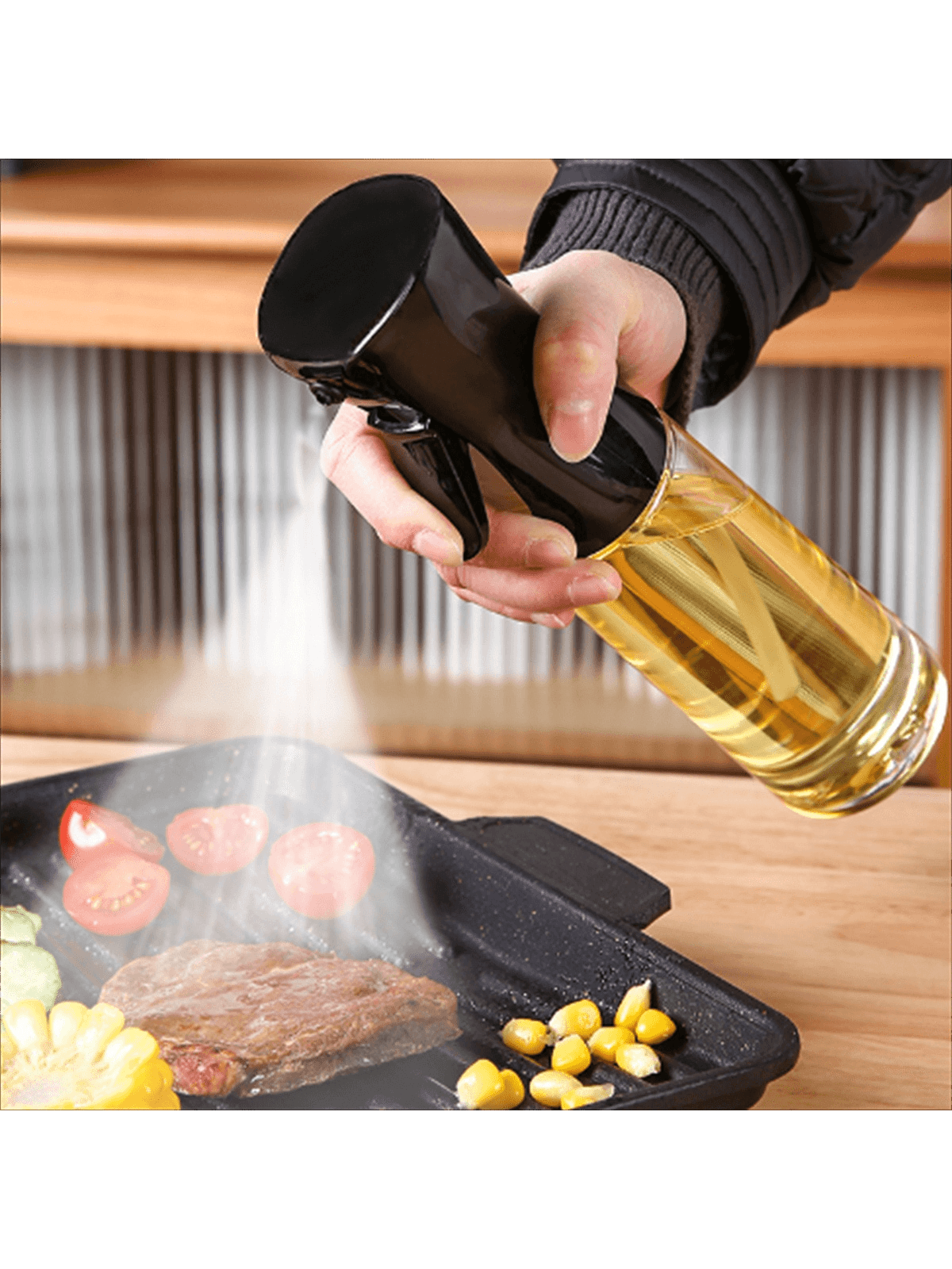 1 Push-Type Oil Spray Bottle, Household Condiment Bottle, Kitchen Oil Sprayer, Oil Control Bottle, Kitchen Oil Spray Atomization Bottle, Used For Kitchen Cooking Oil, Seasoning Dust-Proof Packaging