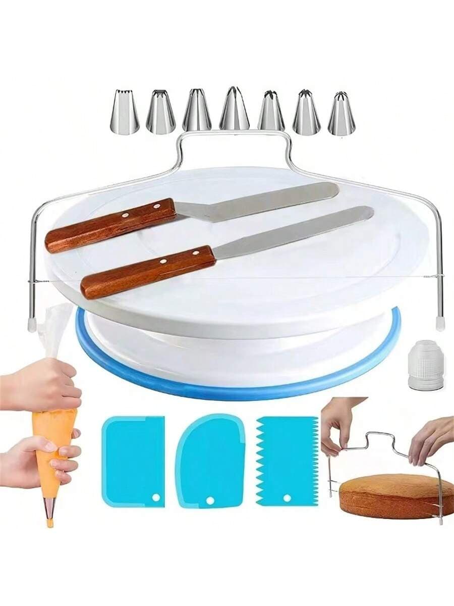 35pcs Cake Turntable, Piping Nozzles, Icing Scraper, Piping Bags, Cake Decorating Tools Set