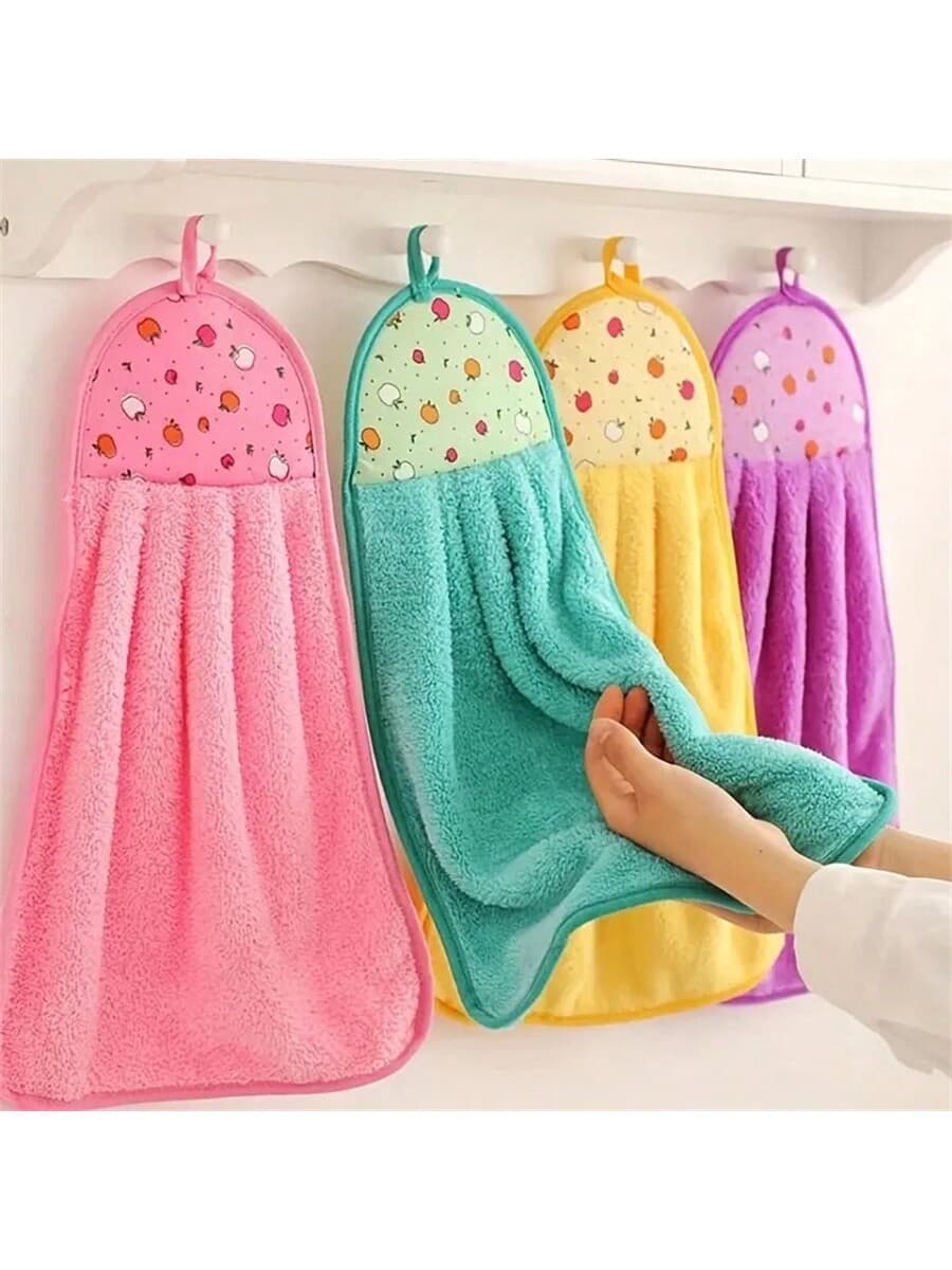 1pc Ultra-Fine Fiber Coral Fleece Hand Towels, Super Absorbent, Cleaning Cloth, Wet Wipes, Kitchen Cloth