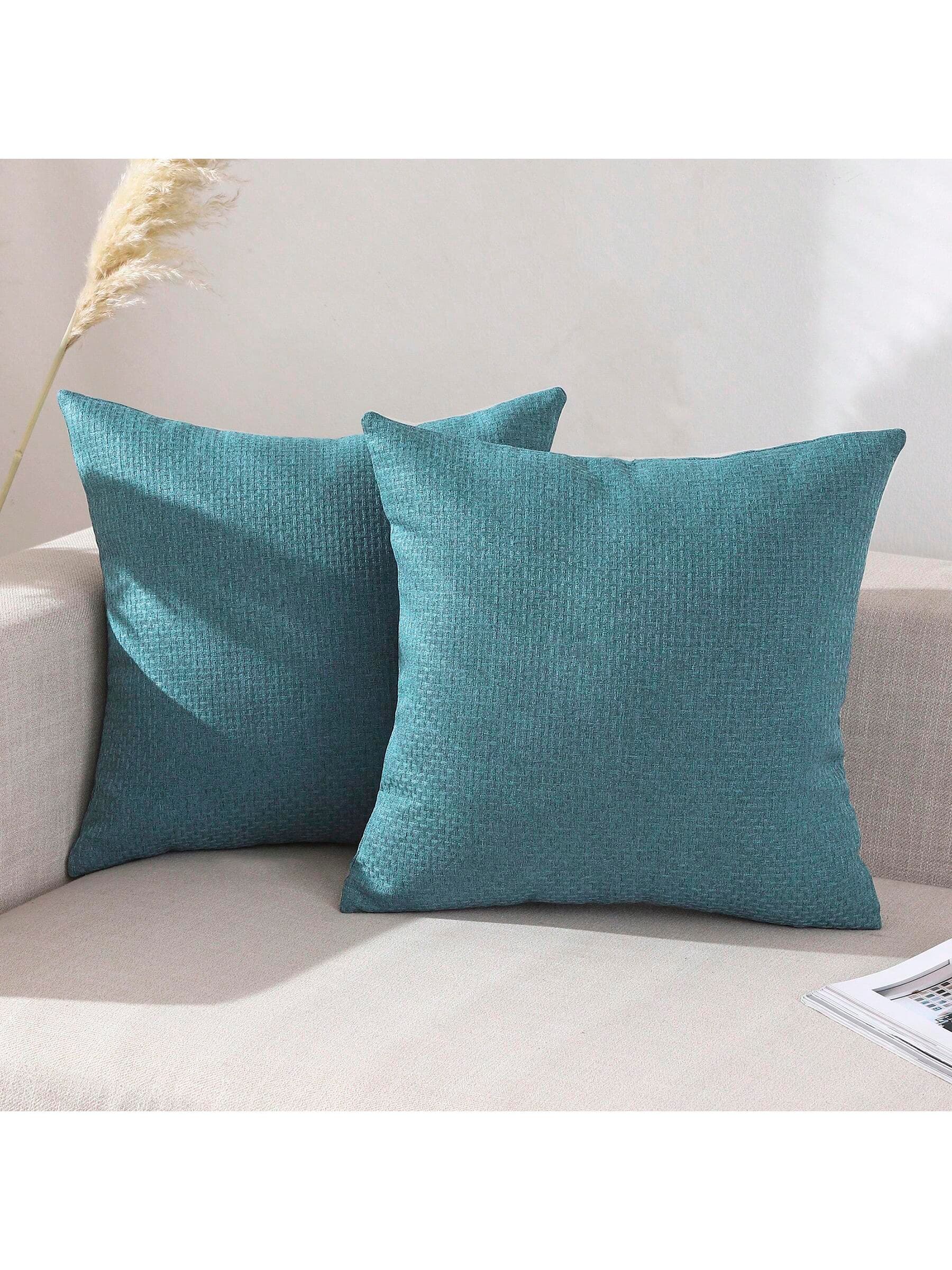 Jepeak Jepeak Woven Textured Decorative Throw Pillow Covers, Pack Of 2 Solid Linen Square Farmhouse Cushion Cases For Sofa Bed Couch, 22x22 Inch