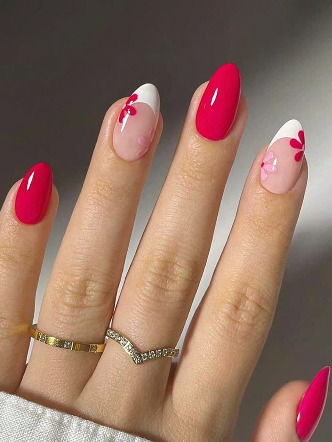 30pcs/Set Minimal Solid Color French Almond Flower Style Full Cover Short False Nails With 1pc Jelly Gel & 1pc Nail File, For Women & Girls Beauty Parties, Dates, Events