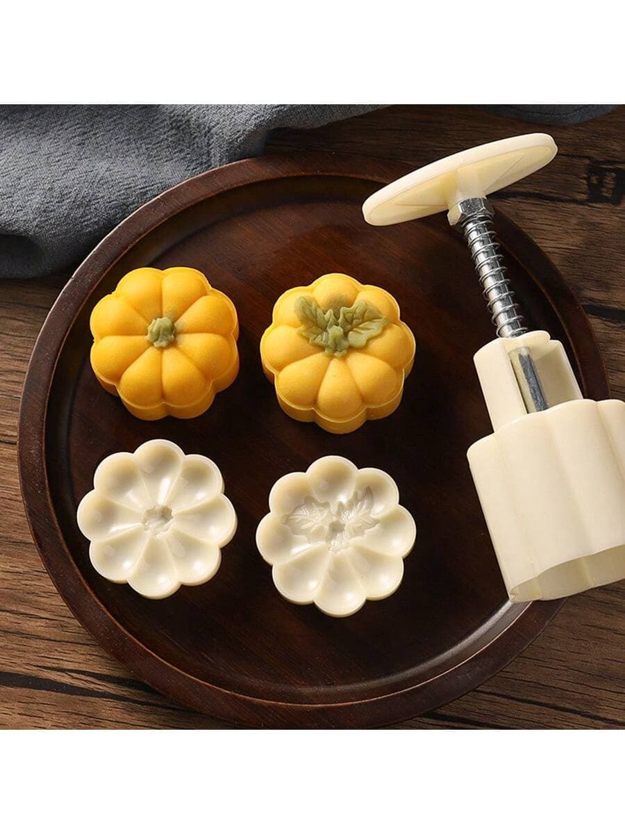 1 Set Pumpkin MoonCake Mold, Mid Autumn Festival DIY HandPress Cookie Stamps Pastry Tool Moon Cake Maker,Fruit Series Cookie Cutters For Baking,Ideal For Autumn, Halloween, And Thanksgiving Halloween Party
