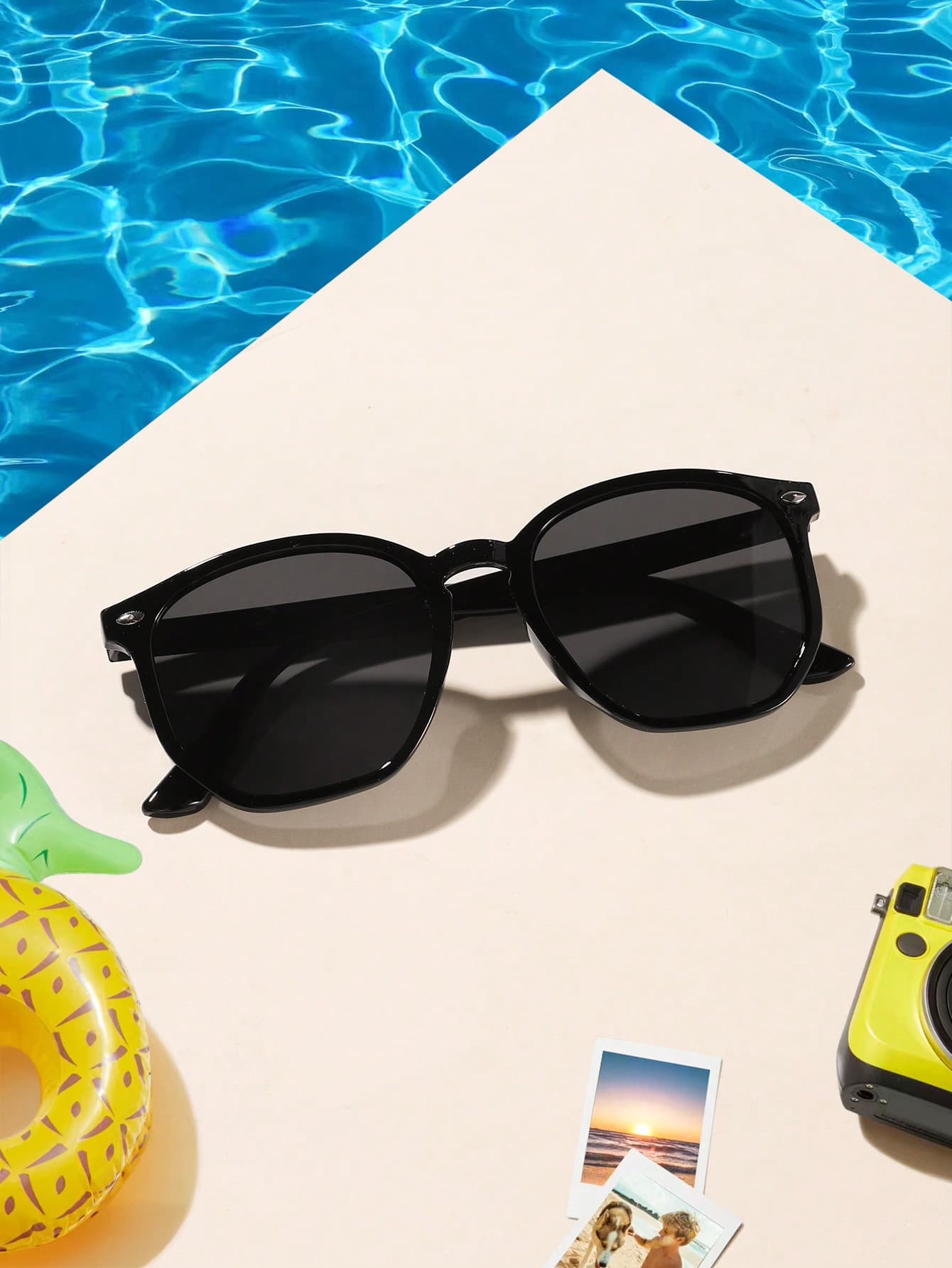 1pc Unisex Acrylic Black Frame Fashion Glasses For 8-12 Years Old Kids, Suitable For Everyday Use