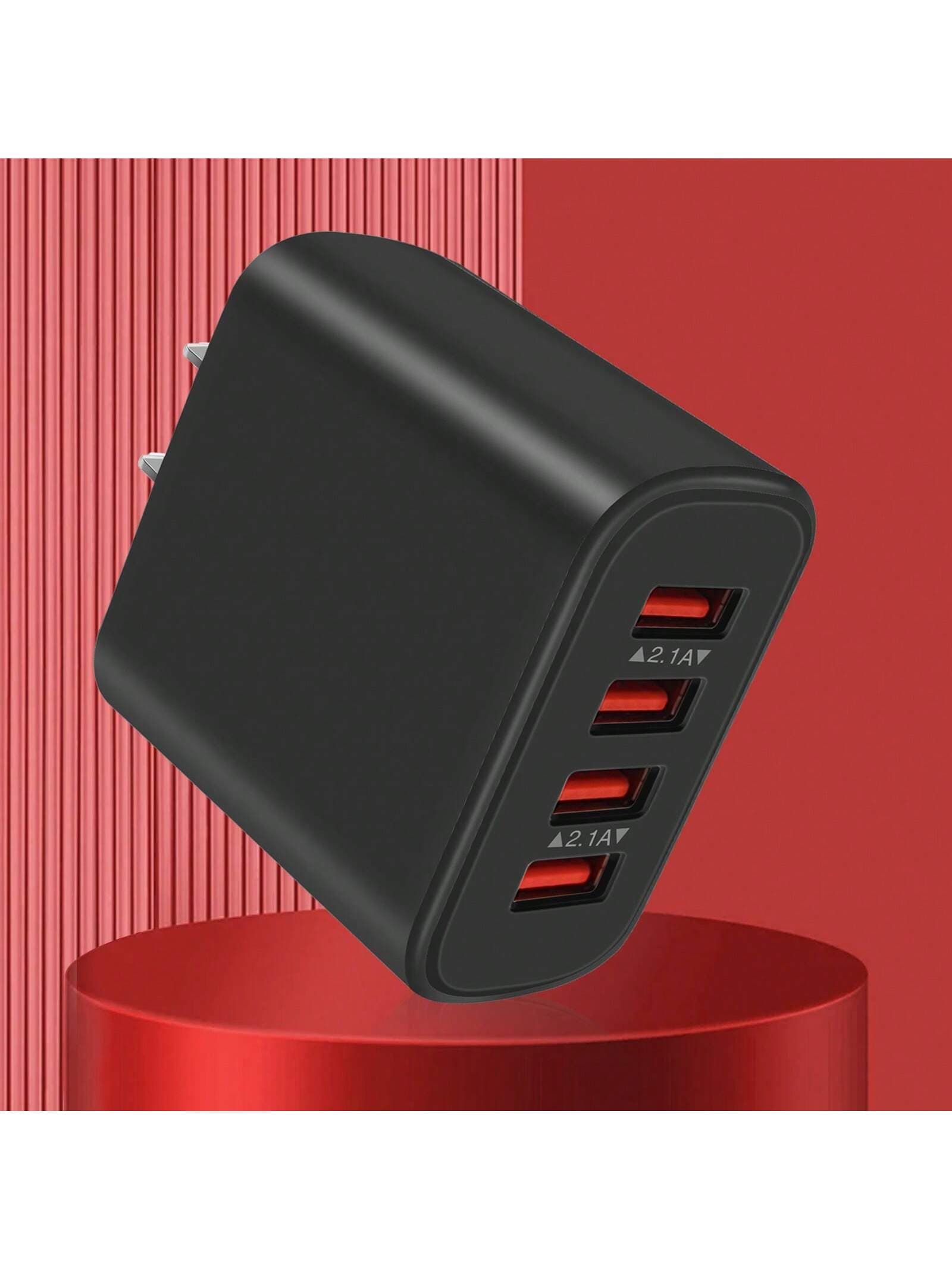 1pc USB Wall Charger, Charger Adapter, 4 Port Quick Charger Plug Cube Compatible With Iphone 14 13 12 11 Pro Max 10 SE X XS 8 Plus Compatible With Samsung Galaxy S22 S21 S20 Power Block Fast Charging Box Brick