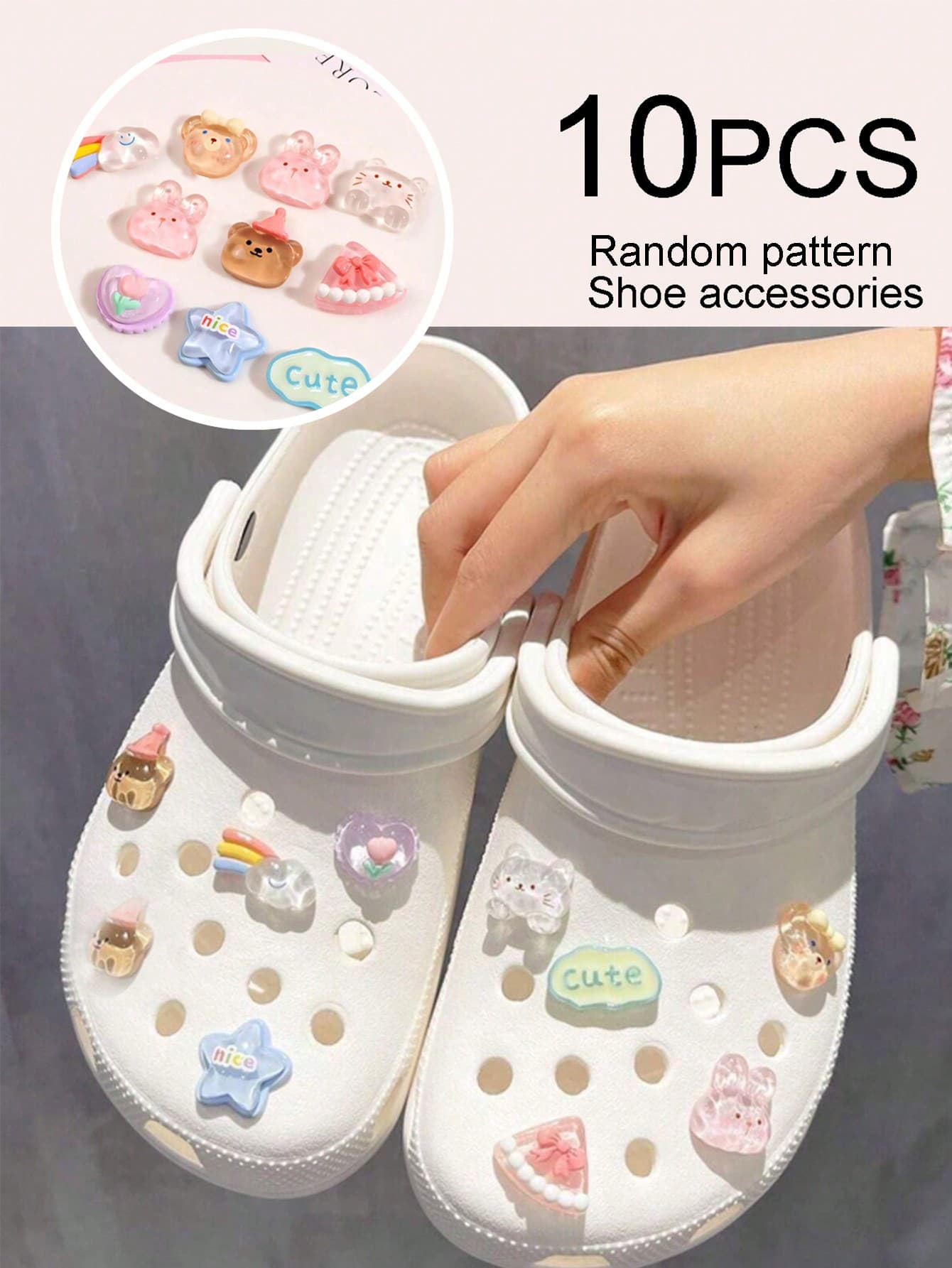 1 Set Of 10 Pieces - Accessories - Cute High-End Masonry Shoe Decorations, Shoe Buckles And Shoe Flowers (Random Pattern)