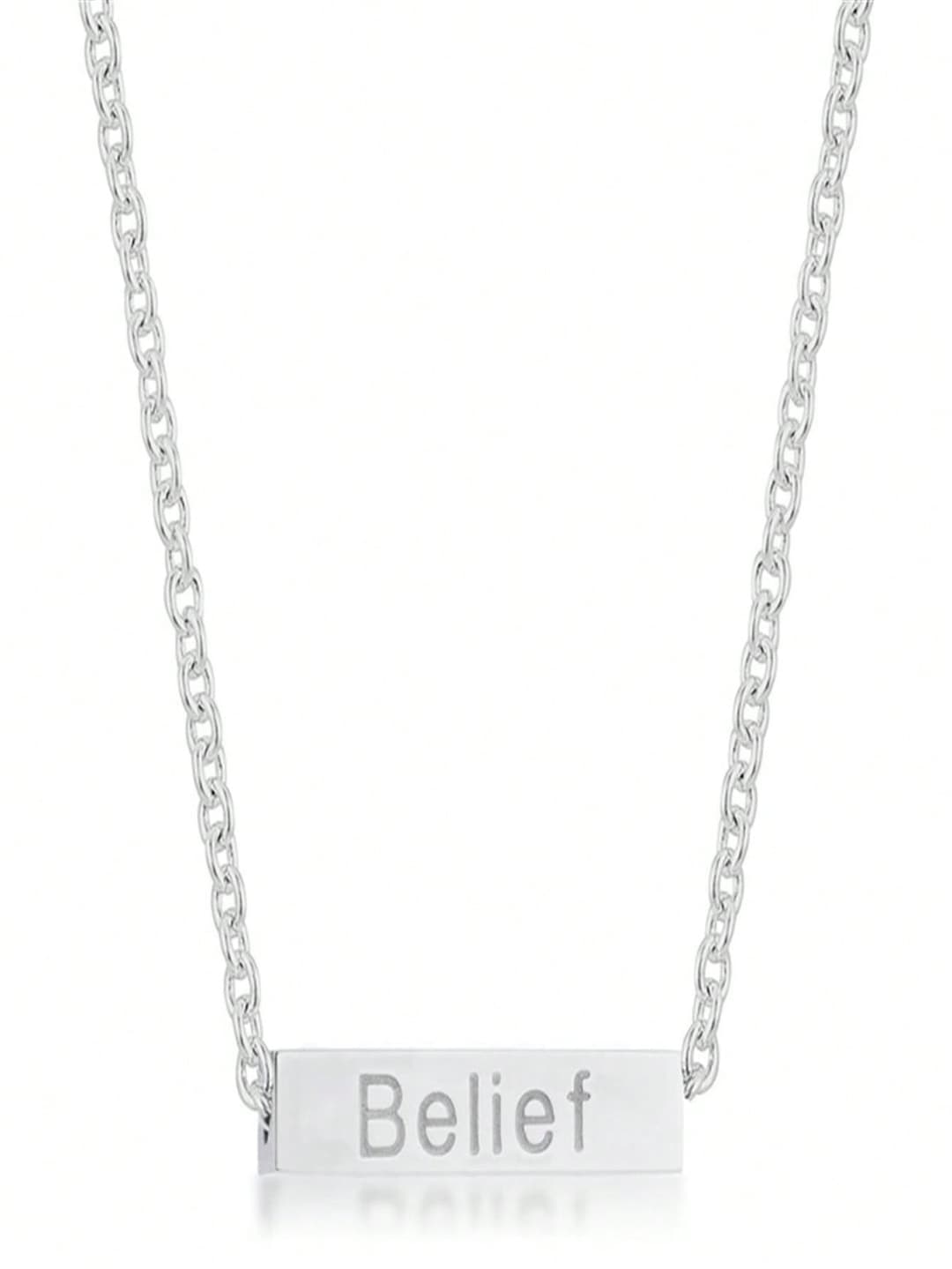 Unbeatablesale Jgoodin N01314RV-V00 Womens Luck Rhodium Stainless Steel Bar Script Necklace
