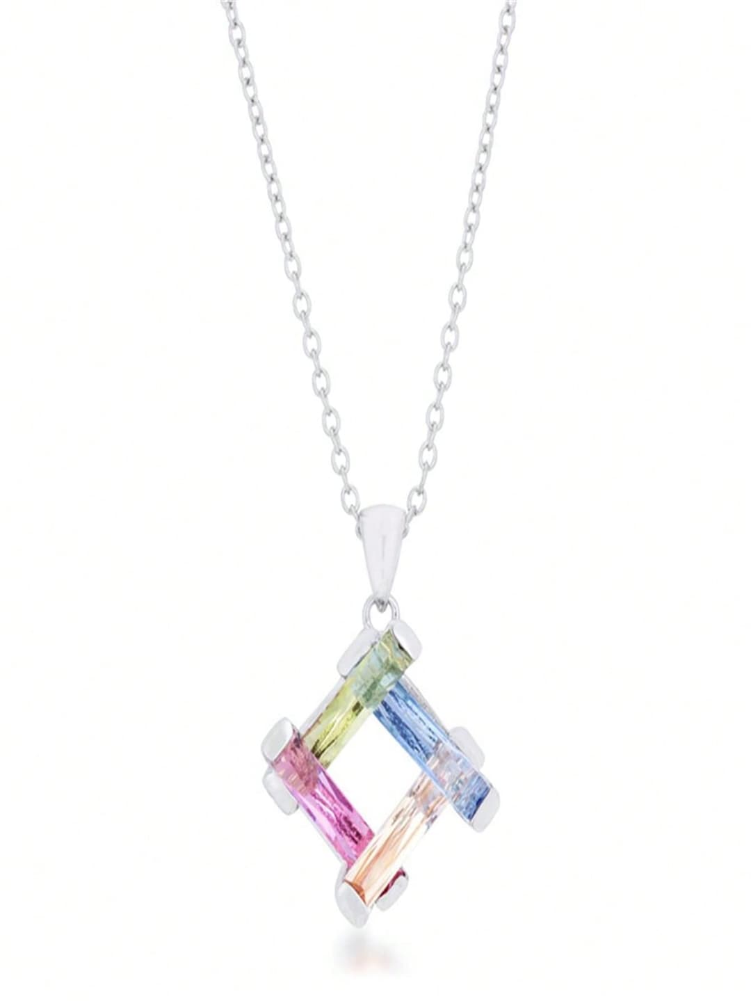 Unbeatablesale Jgoodin P50180R-V01 Myra Necklace 10 CT Rhodium Necklace, Multi Color
