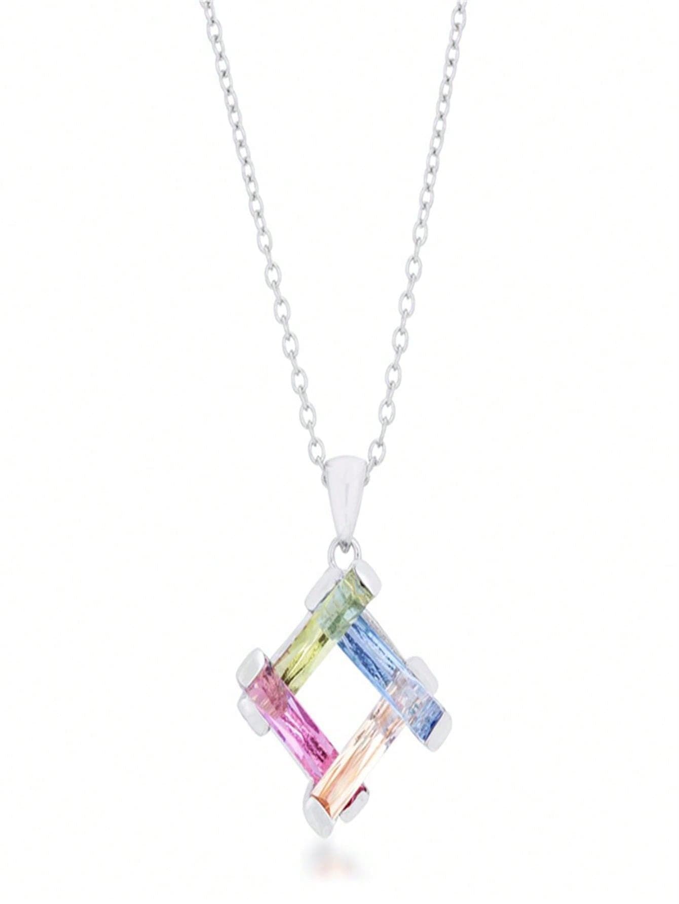 Unbeatablesale Jgoodin P50180R-V01 Myra Necklace 10 CT Rhodium Necklace, Multi Color