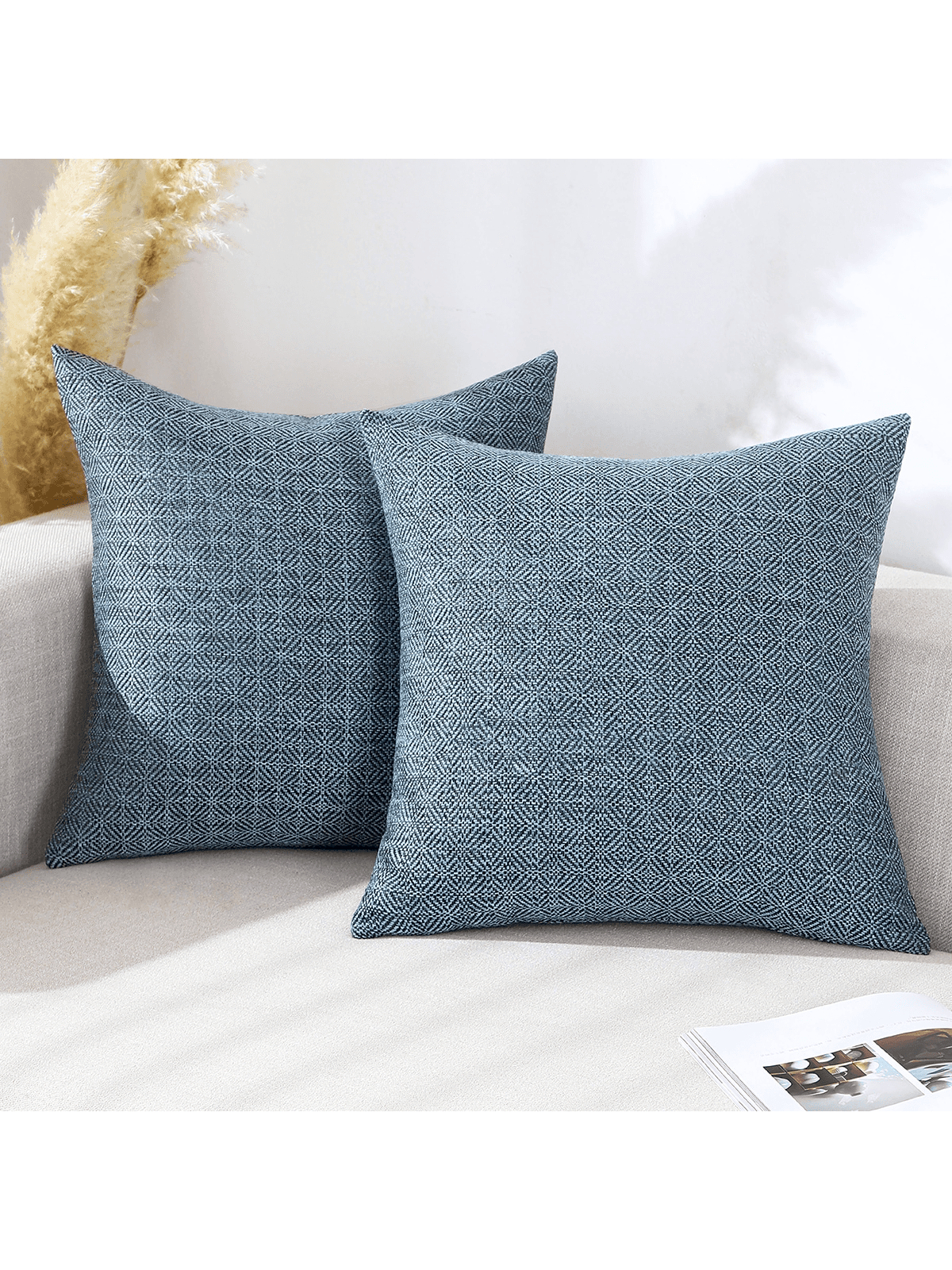 Jepeak Jepeak Pack Of 2 Rhombus Textured Throw Pillow Covers Cushion Cases, Burlap Linen Decorative Pillow Covers For Sofa Couch Bed Home Decor, 20x20 Inch