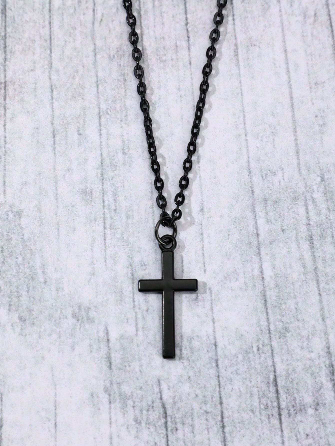 Punk Style Cross Crystal Pendant Necklace For Women, Gothic, European & American, Y2K Fashion Choker Necklace