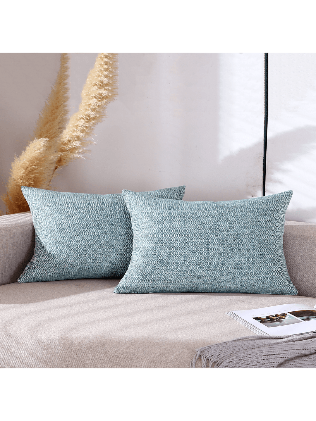 Jepeak Jepeak Pack Of 2 Rhombus Textured Throw Pillow Covers Cushion Cases, Burlap Linen Decorative Pillow Covers For Sofa Couch Bed Home Decor, 16x24 Inch