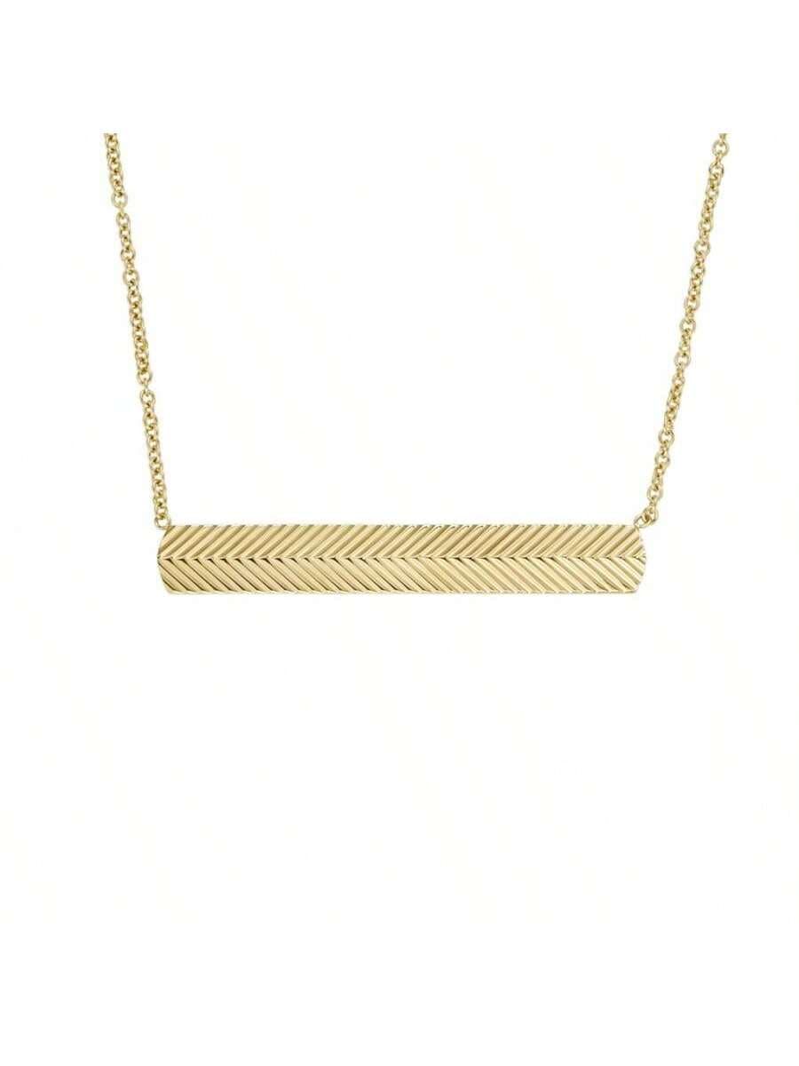Fossil Women's Harlow Linear Texture Gold-Tone Stainless Steel Chain Necklace