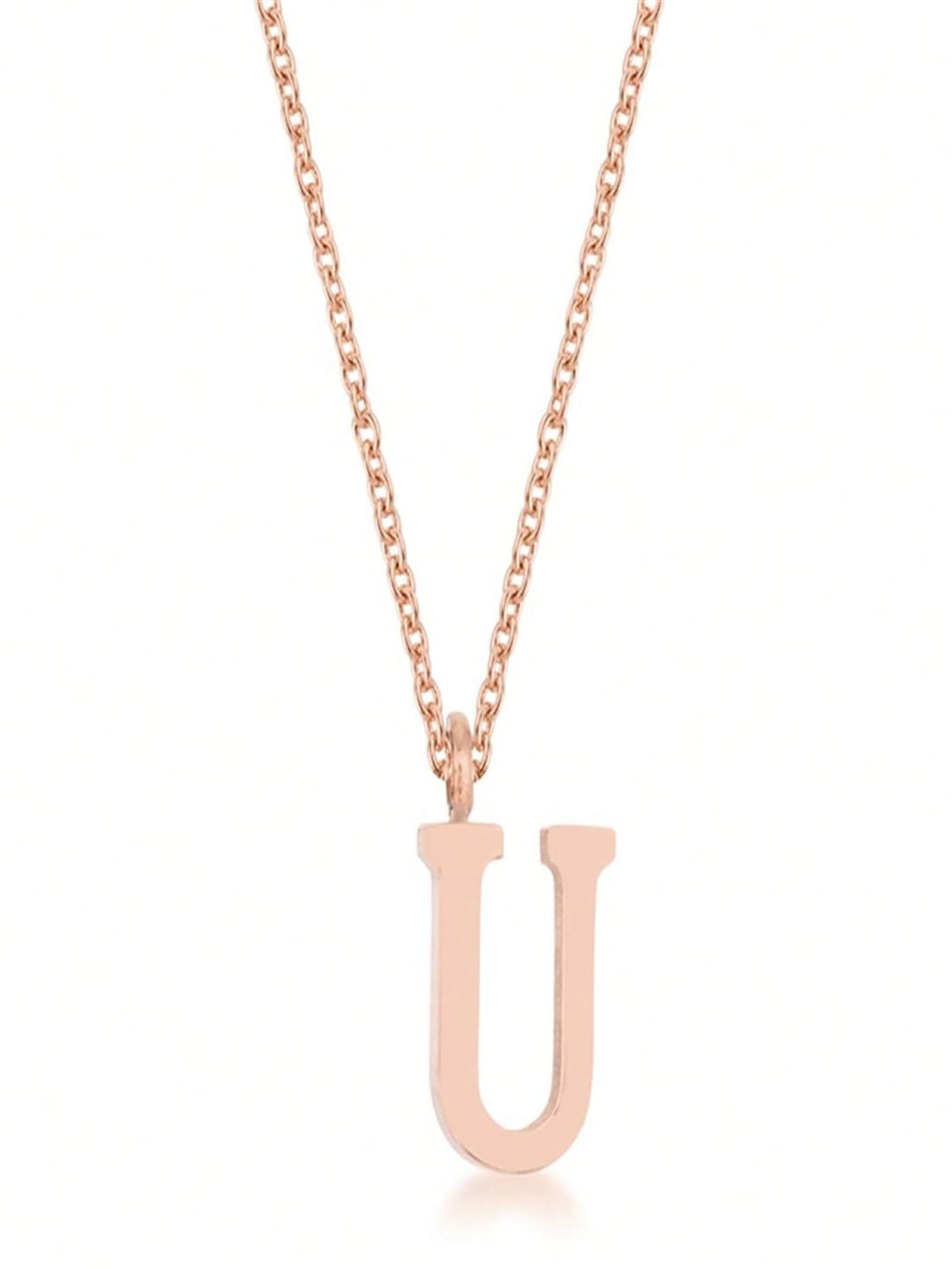 Unbeatablesale Jgoodin P11456A-V00-U Womens Elaina Rose Gold Stainless Steel U Initial Necklace